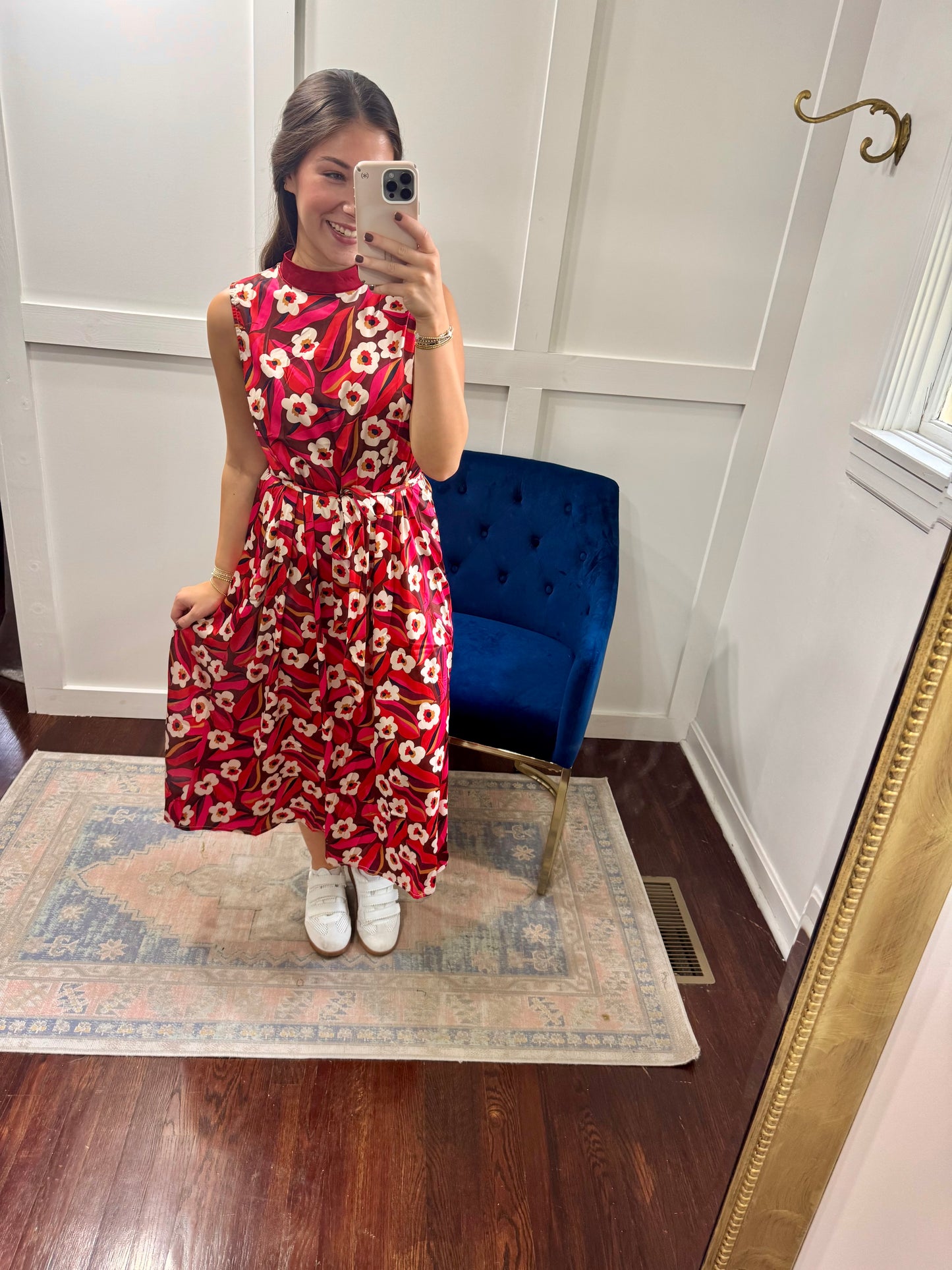 Fall poppy midi dress