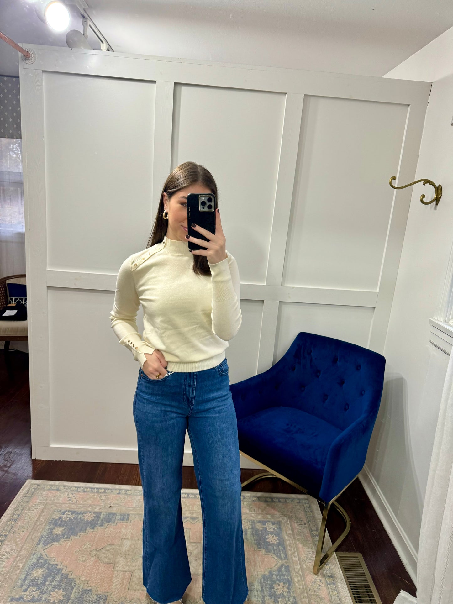 Cream sweater with gold detail