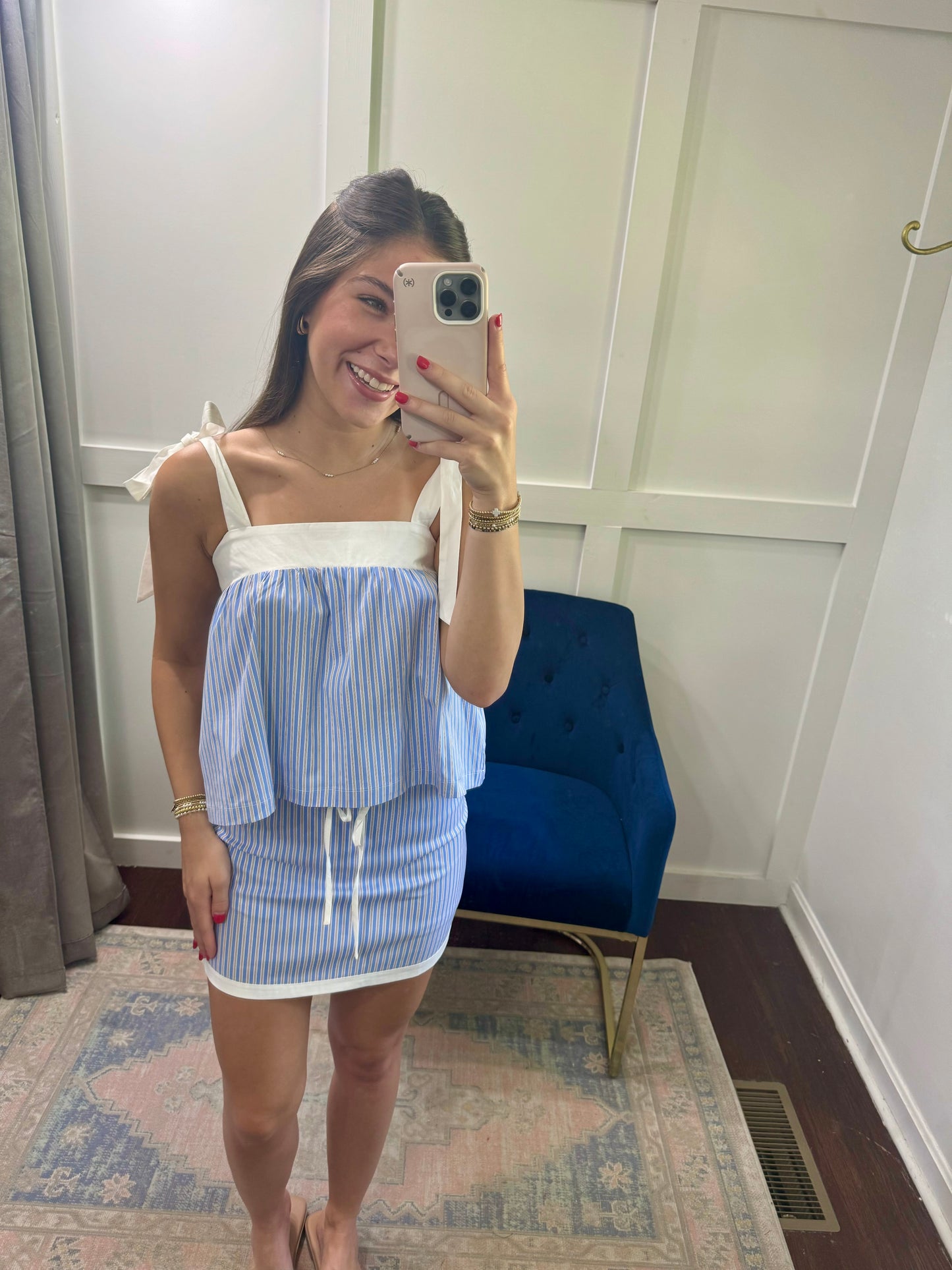 Blue pinstripe top