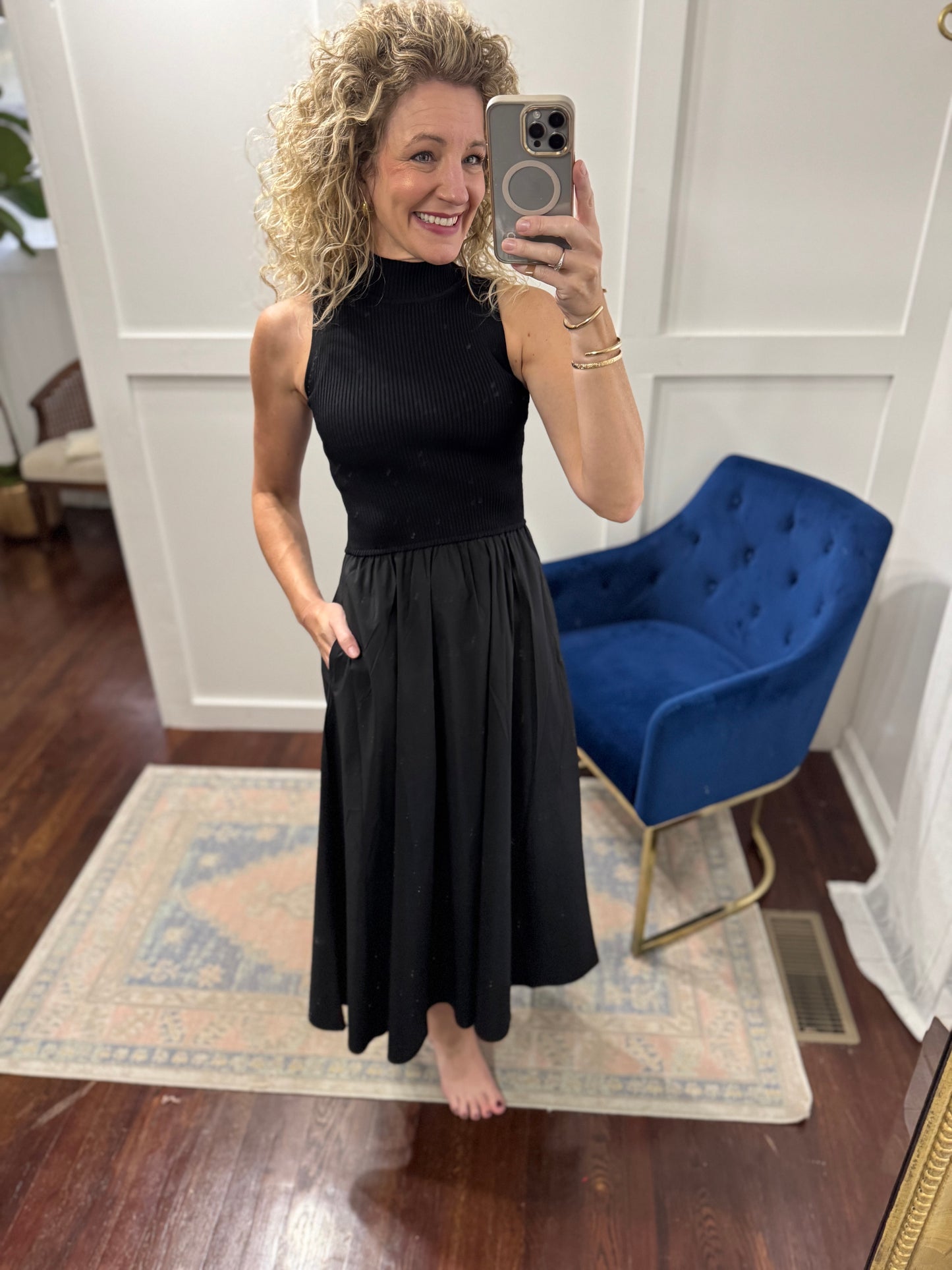Black midi dress