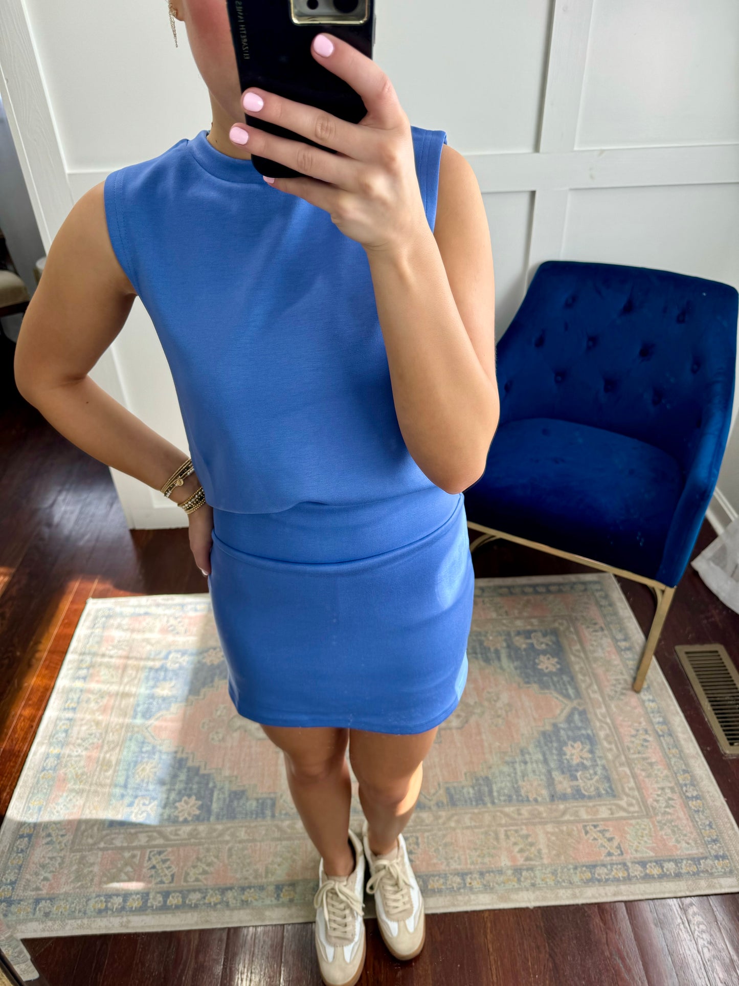 cornflower blue athleisure skirt