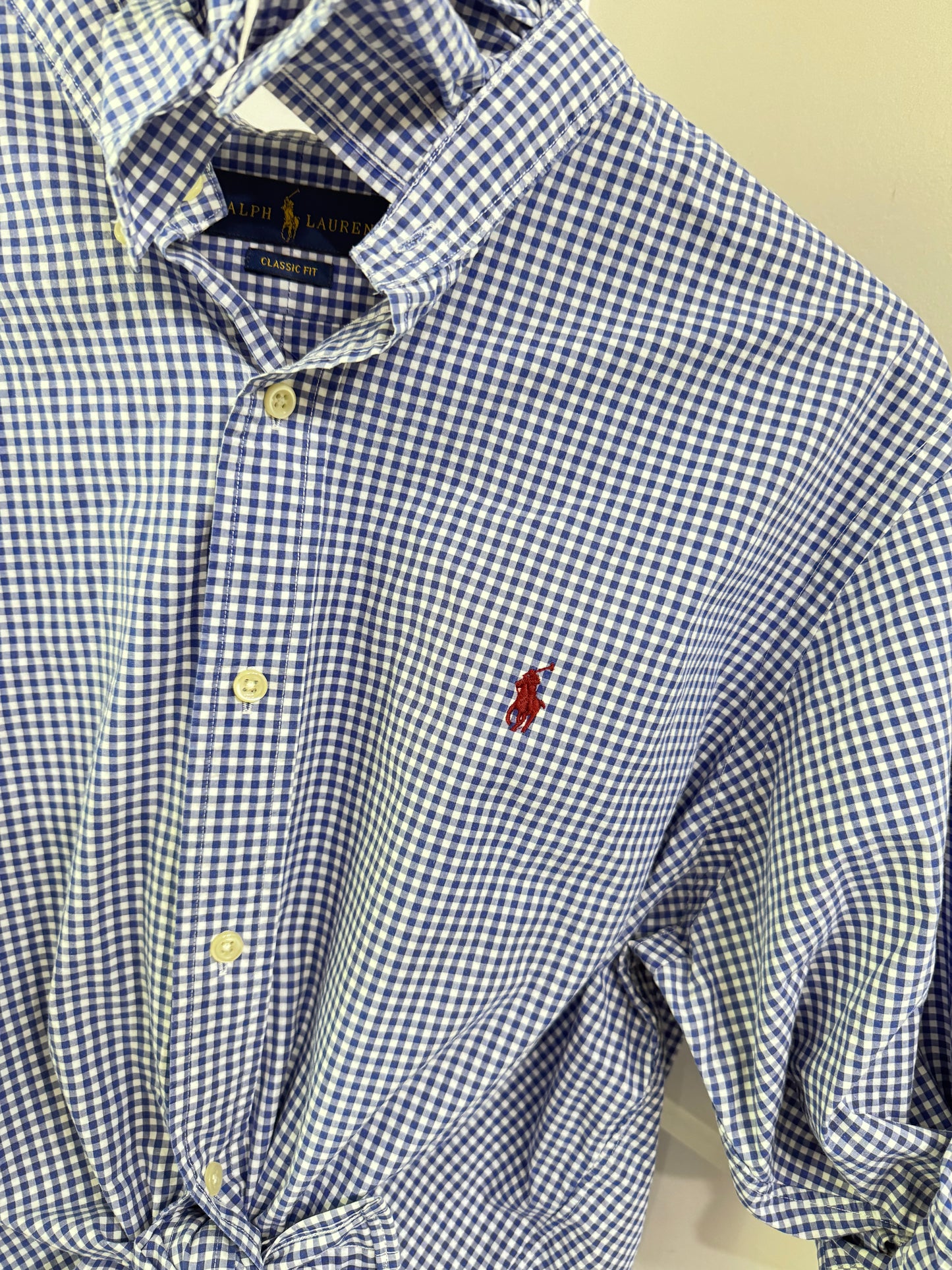 repurosed ruffle buttondown blue check RL