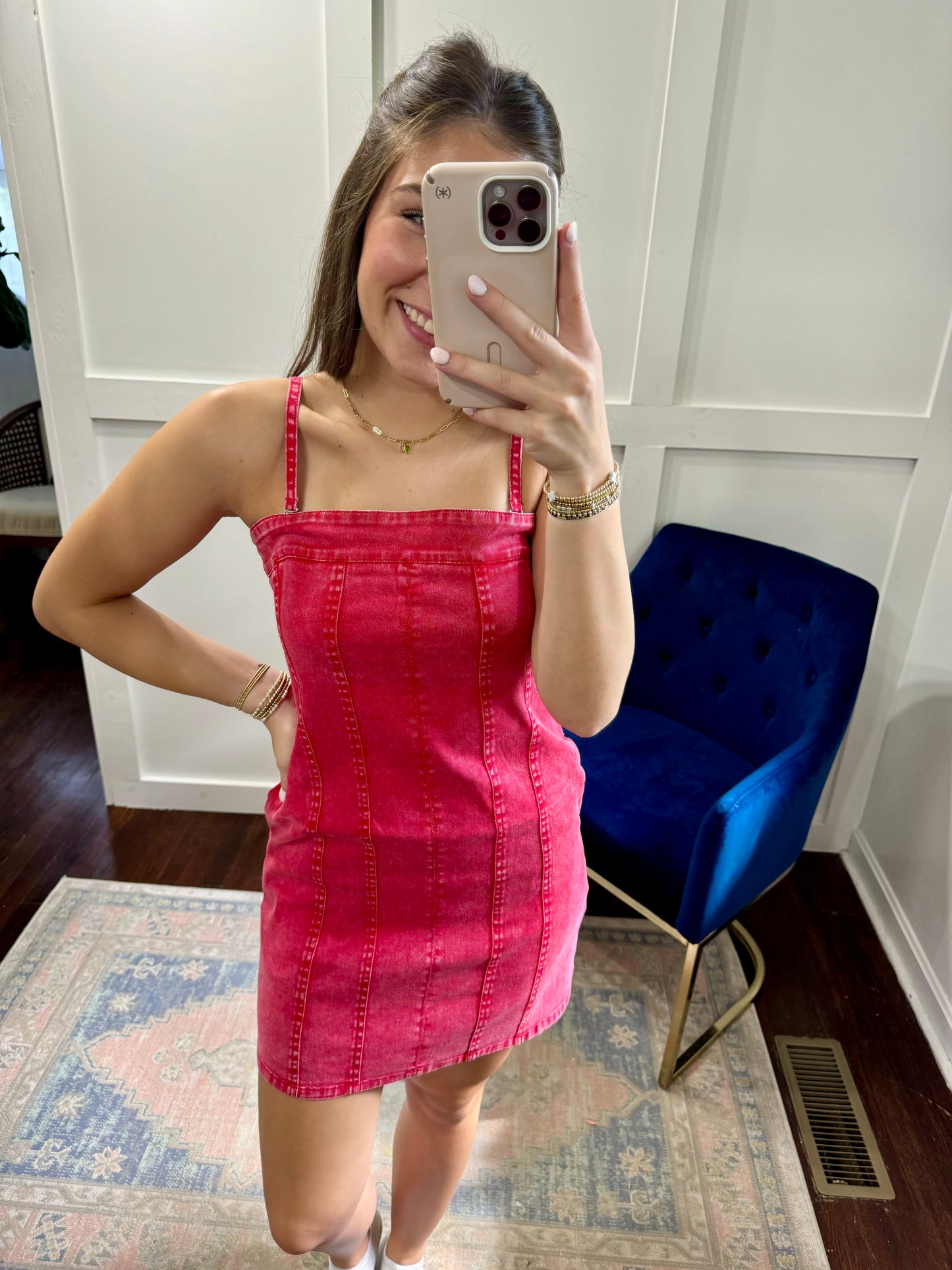 Colored denim washed dress