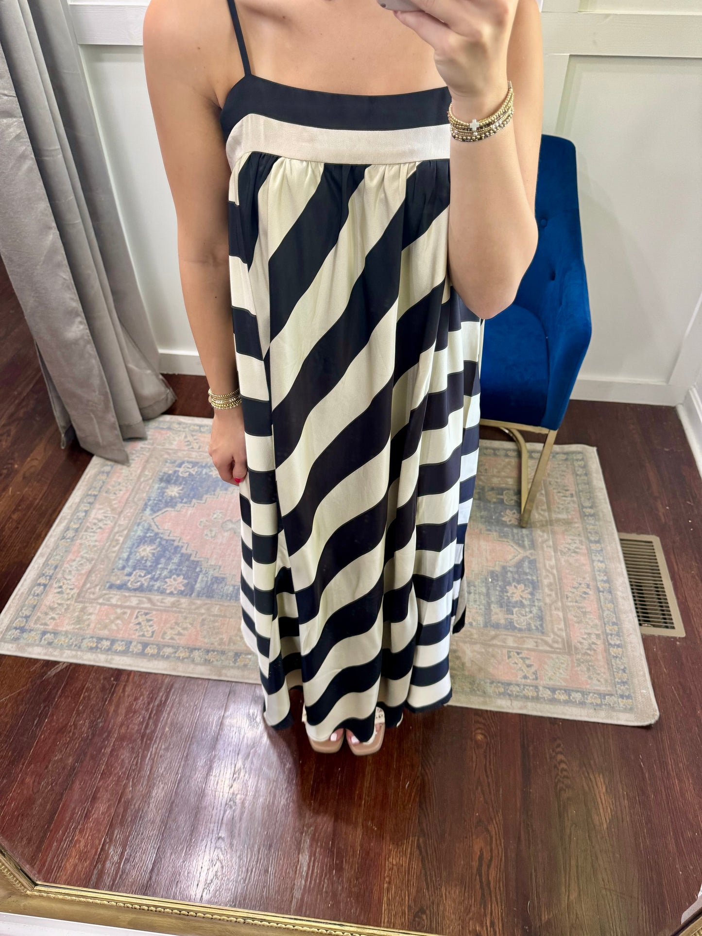 Champagne and black striped dress