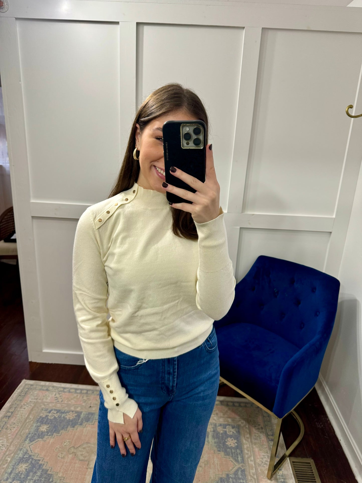 Cream sweater with gold detail