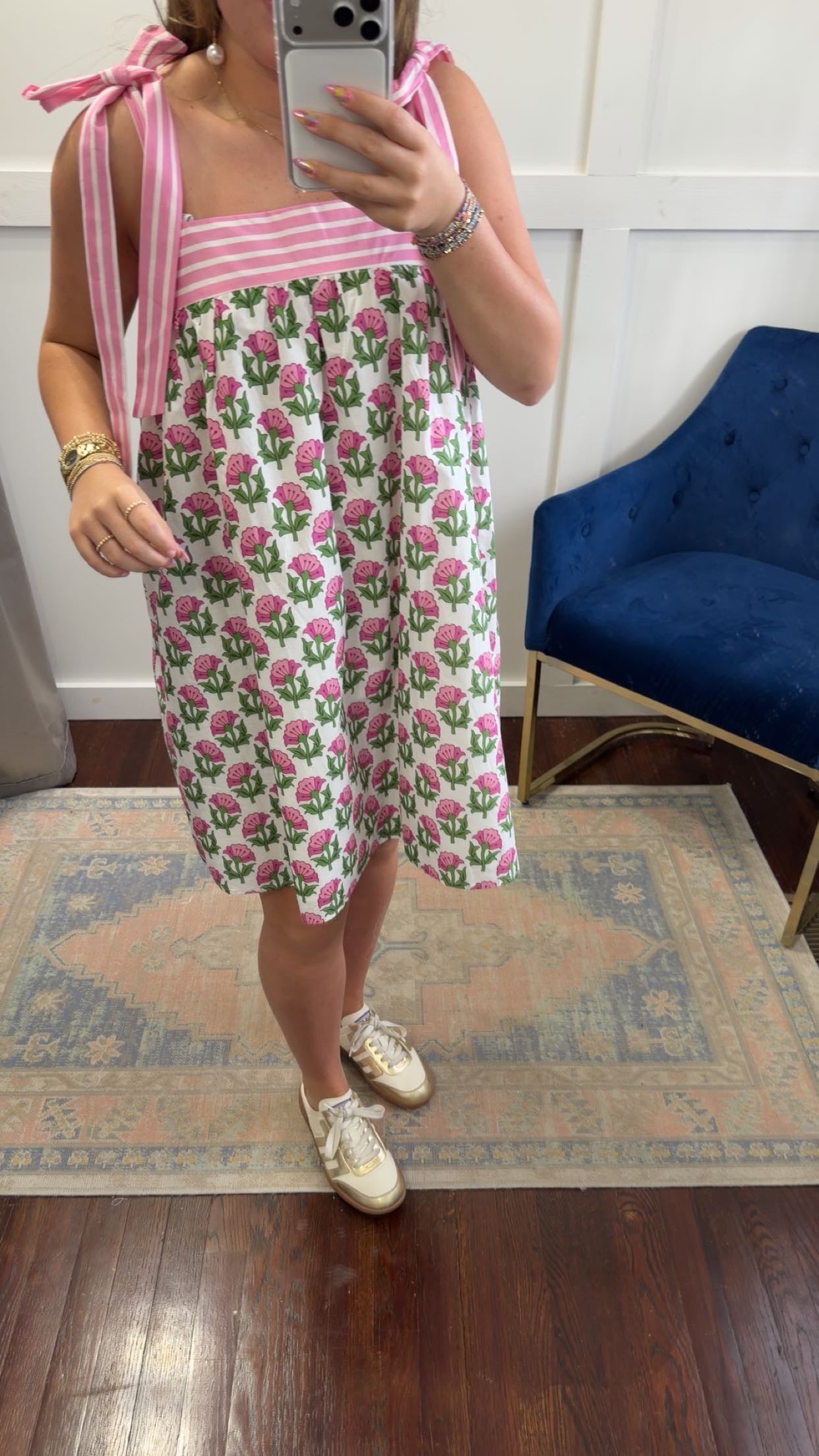 Pink stripe & flower dress