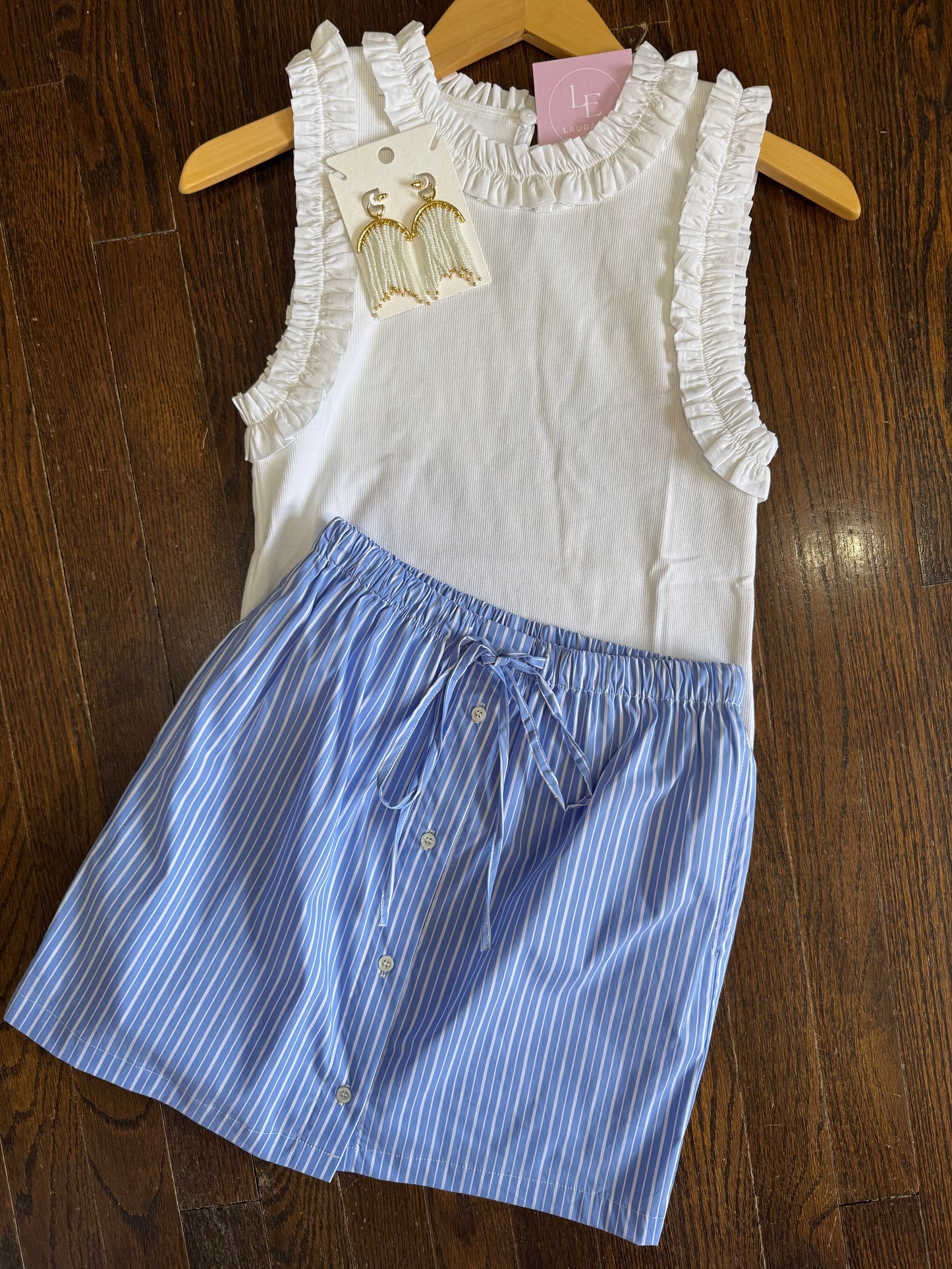 Ribbed poplin ruffle top