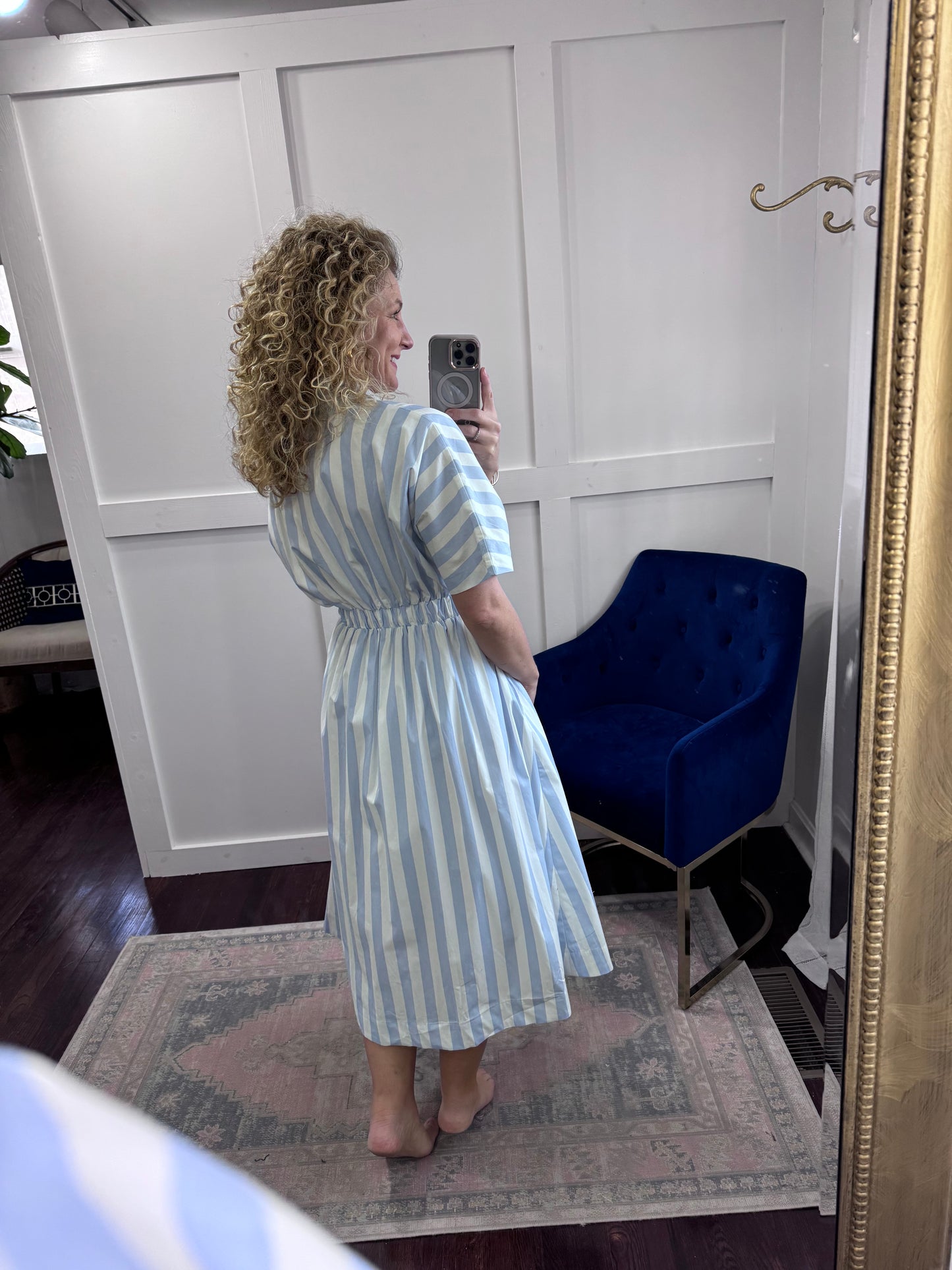 Light blue cabana stripe midi