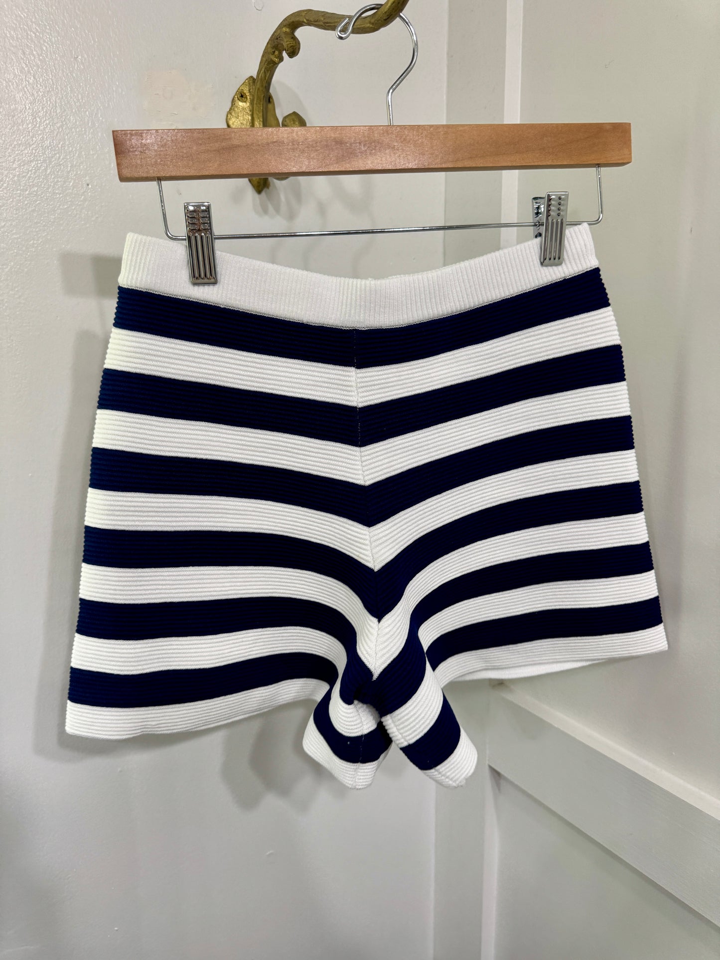 Navy white striped shorts