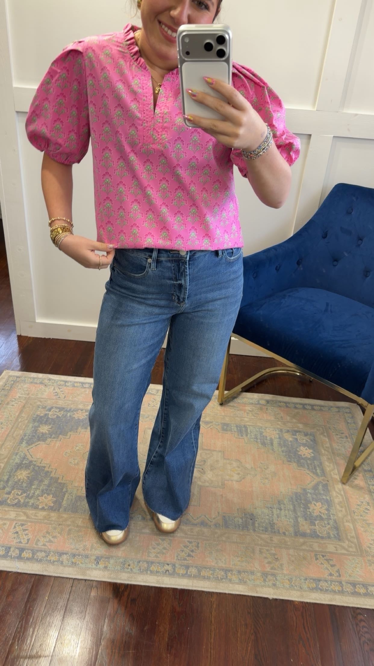 Lainey Deco Lilies Fuschia top
