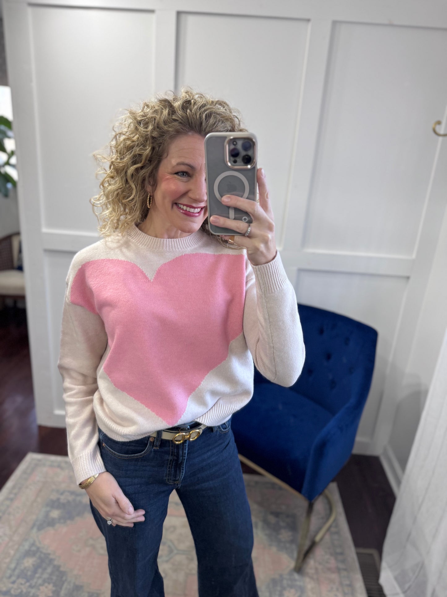 pink heart sweater