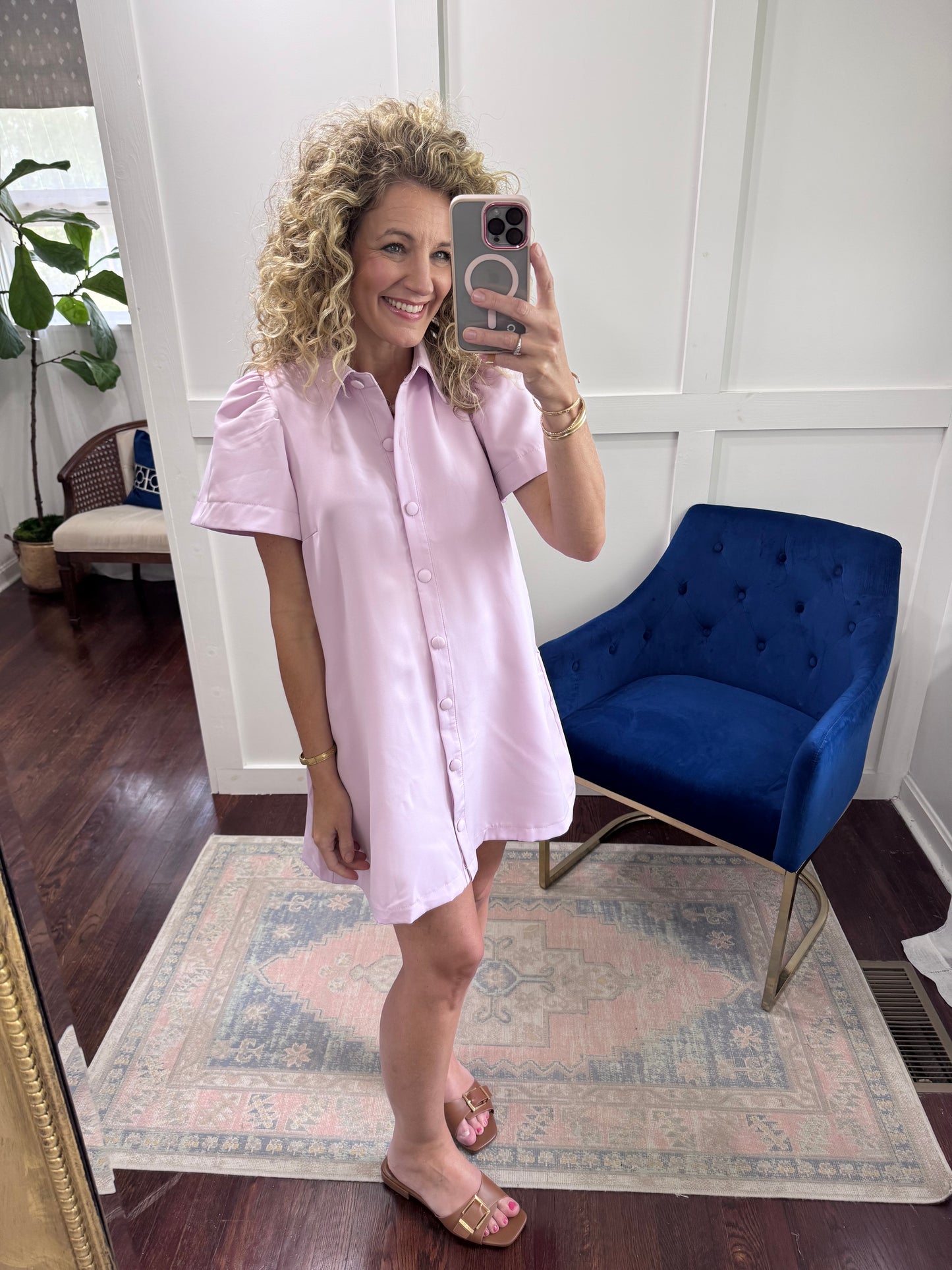 Lilac button down dress