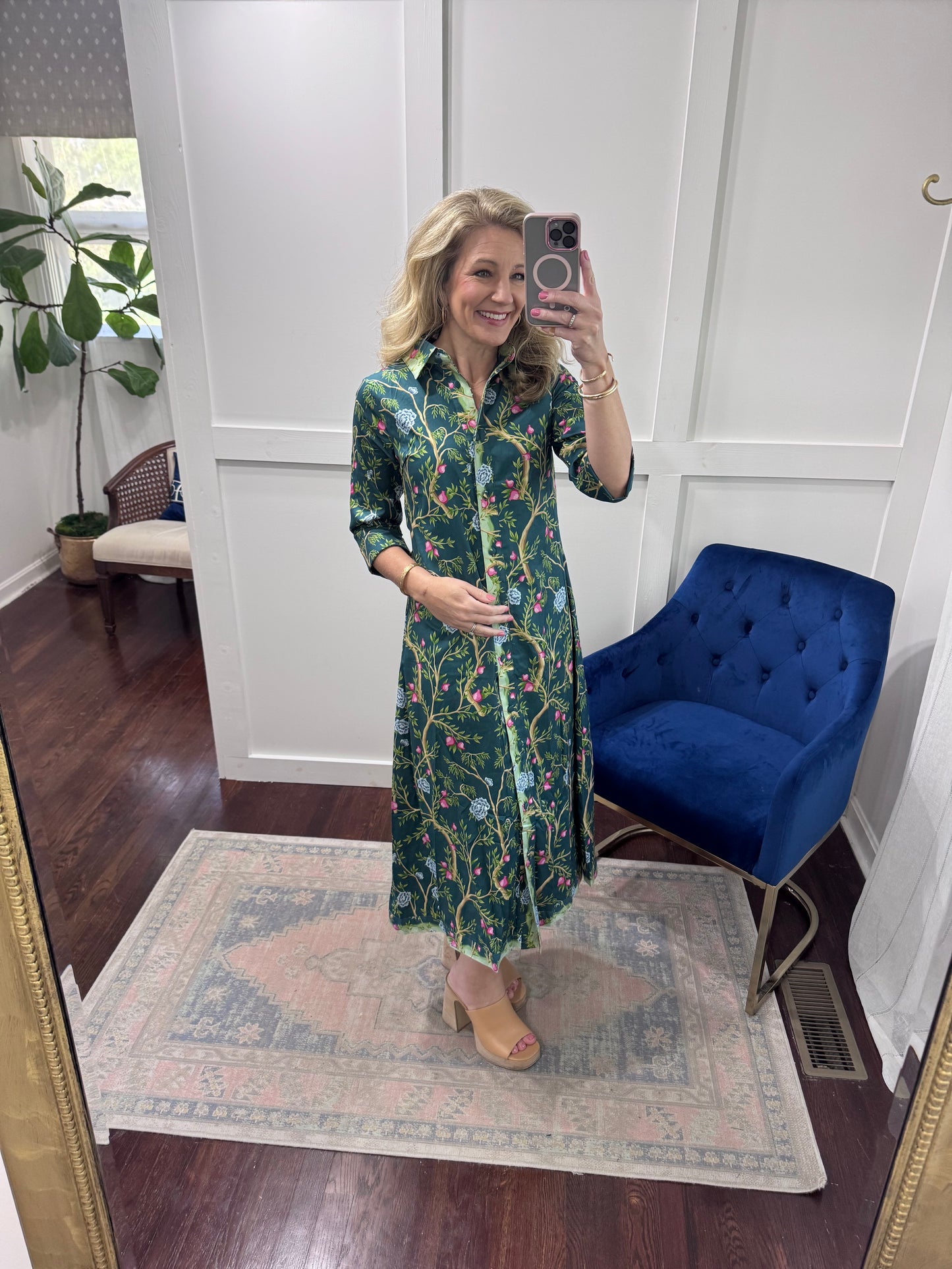 Green vine maxi dress