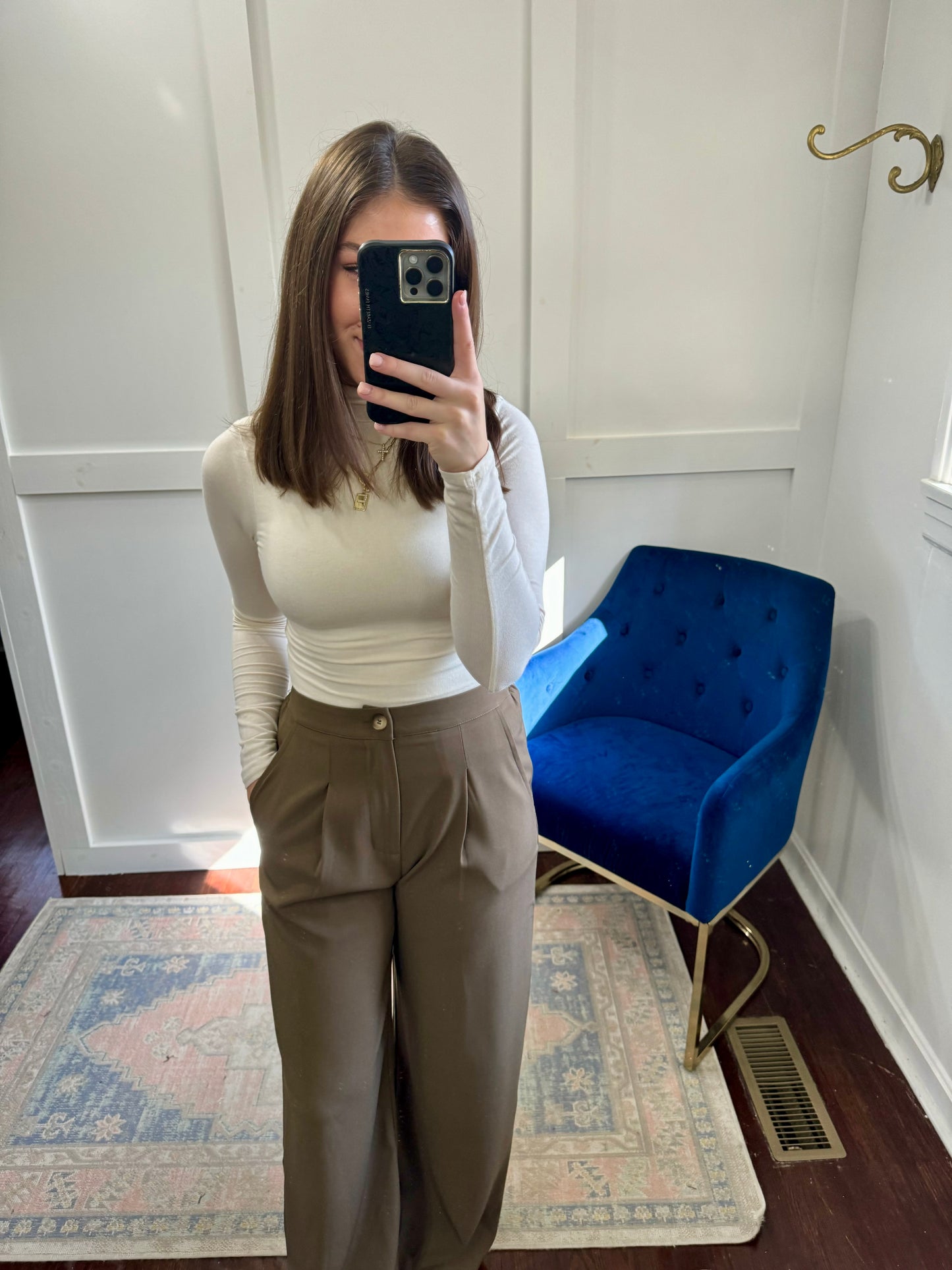 Ivory knit turtleneck top