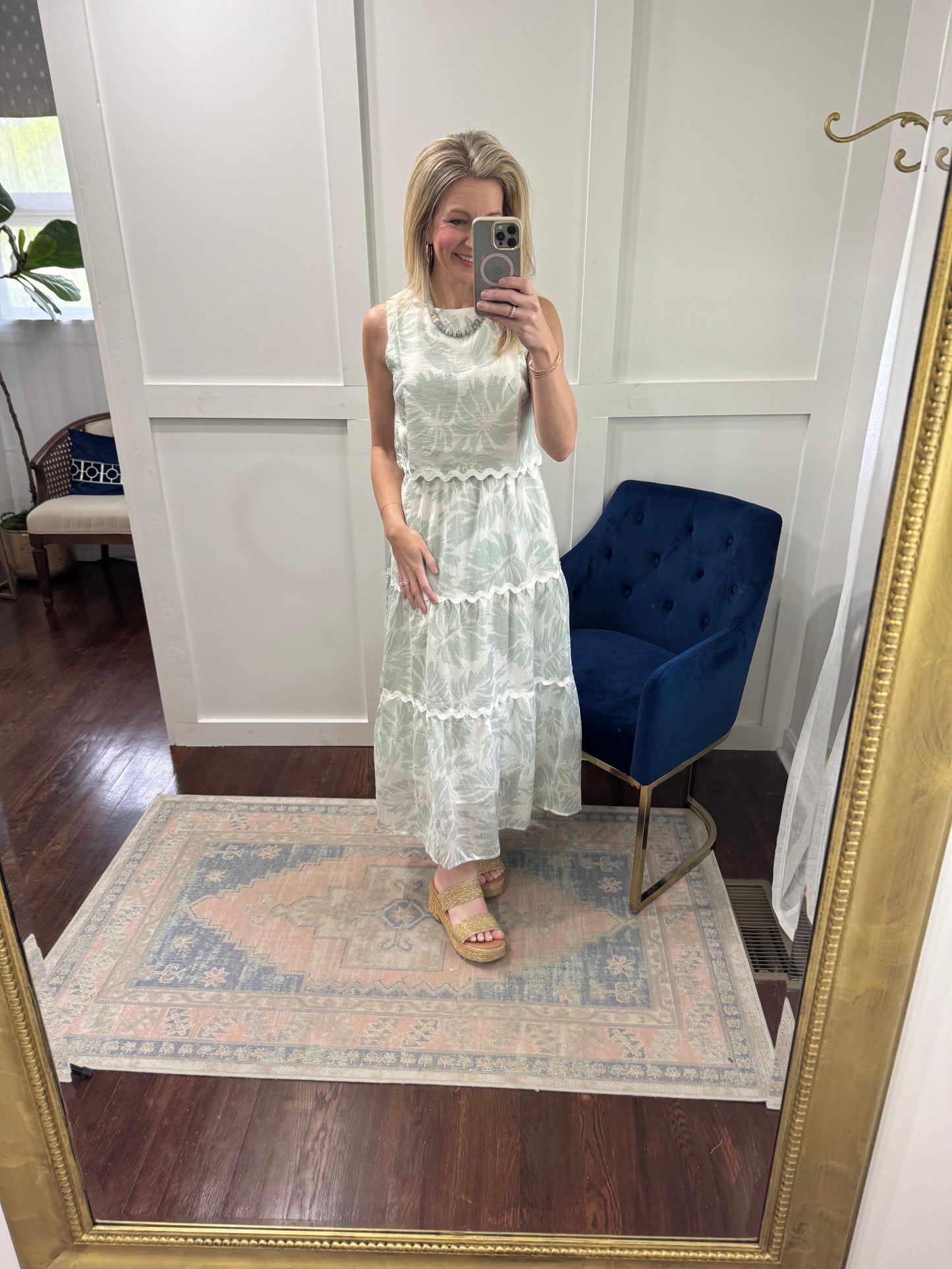 Mint tropical midi skirt