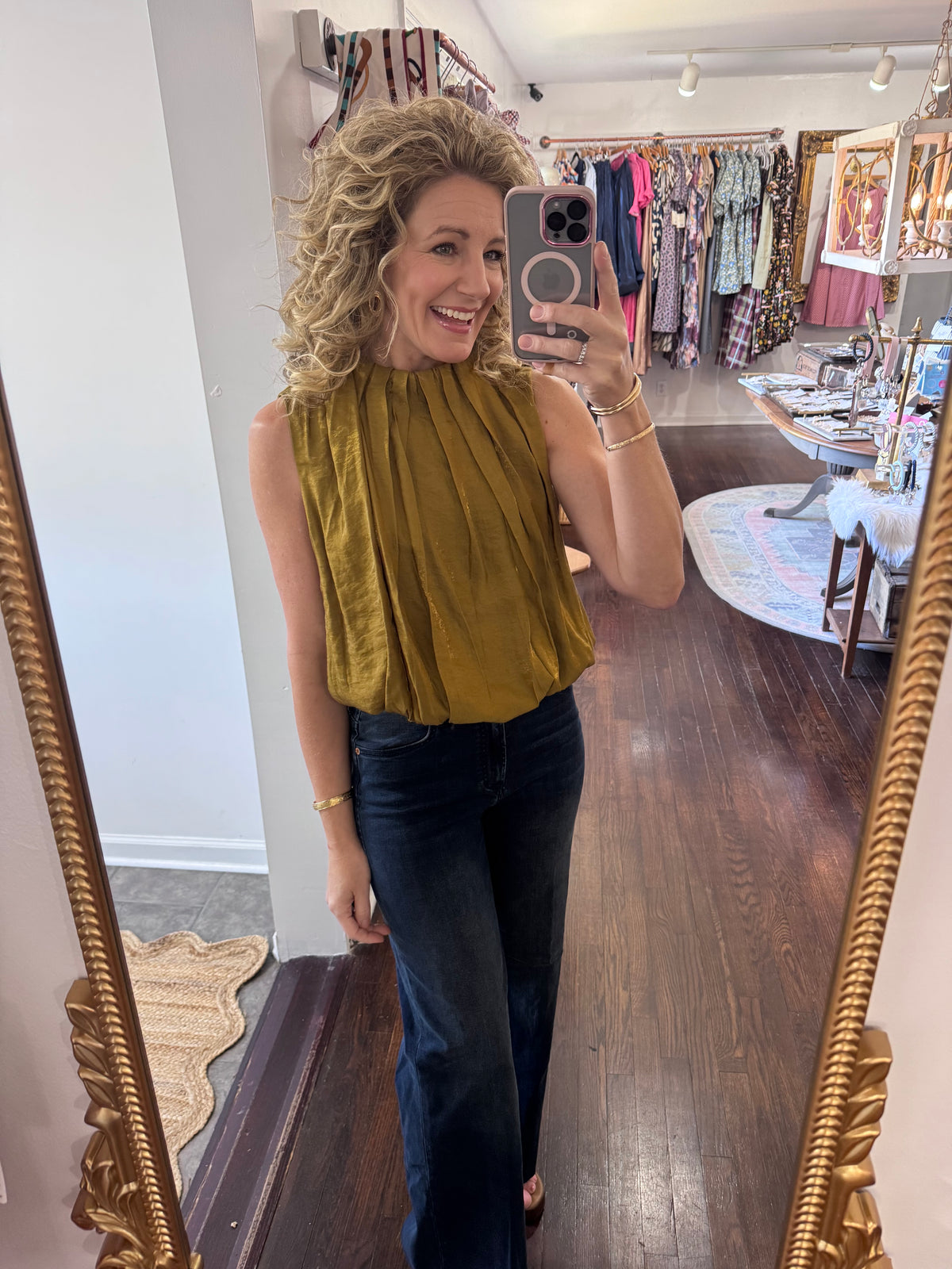 Mustard pleated blouse