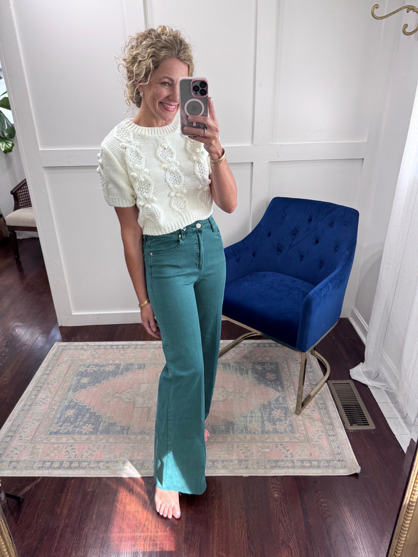Ivory cropped dot sweater