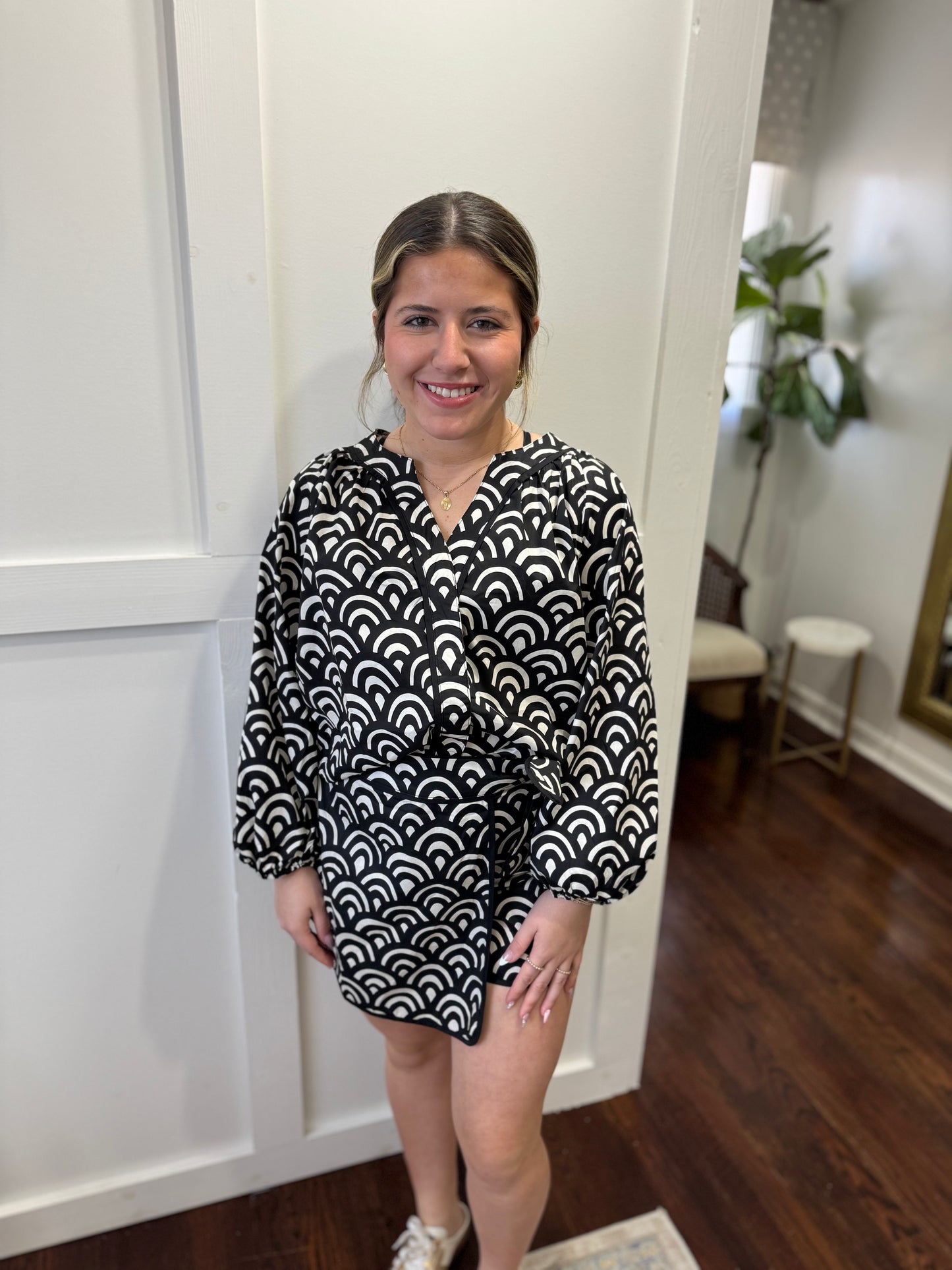 Midnight fan wrap skort