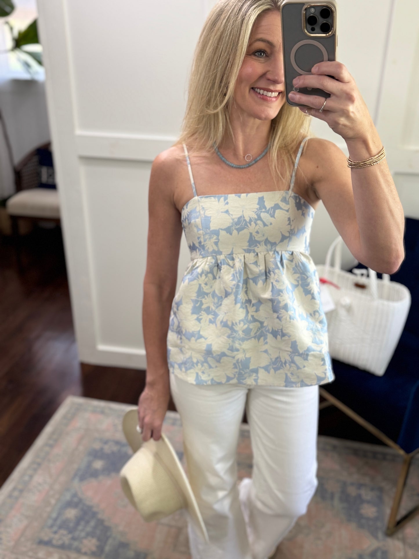 Jaclyn jacquard blue blouse