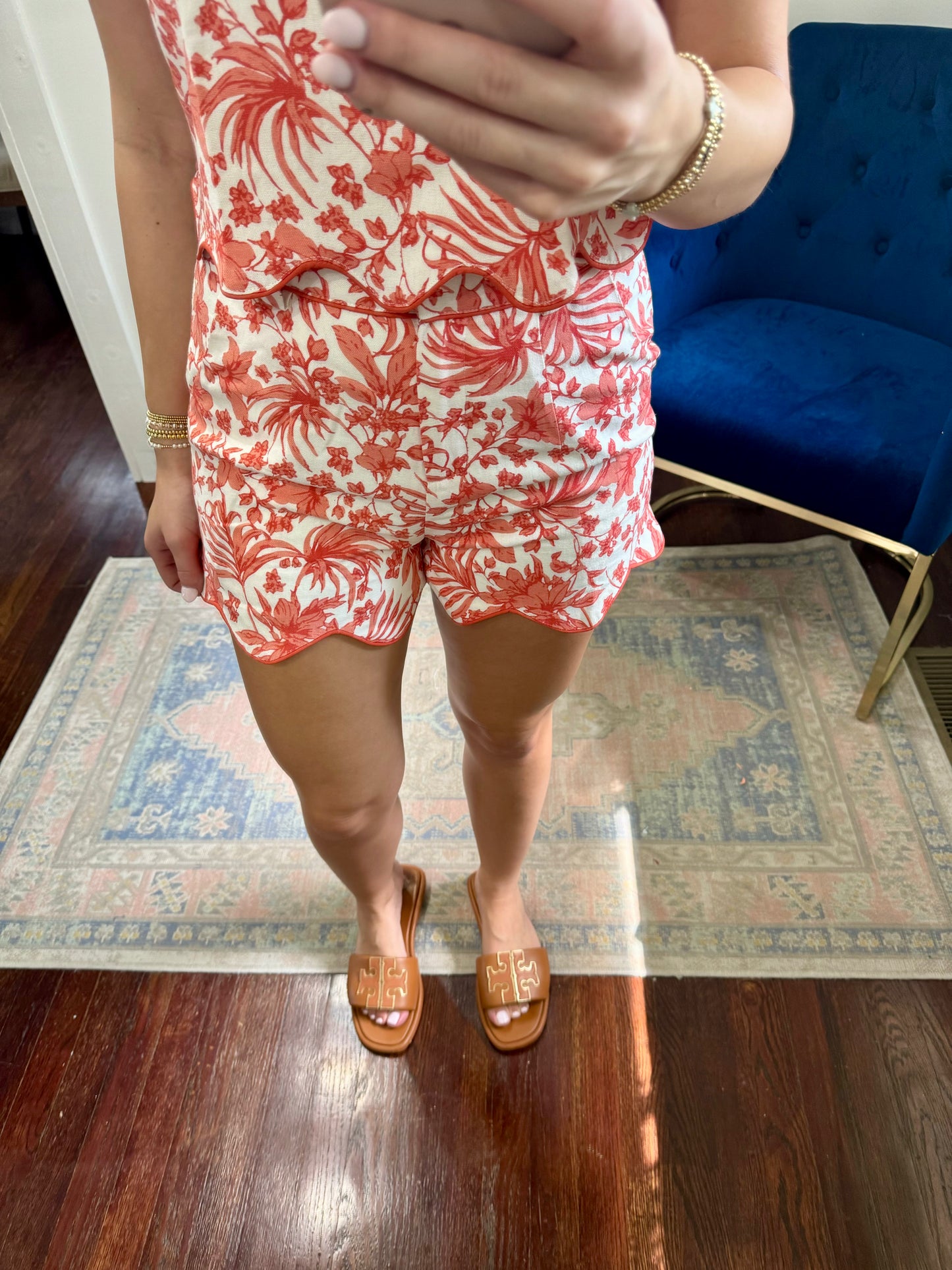 Orange toile shorts