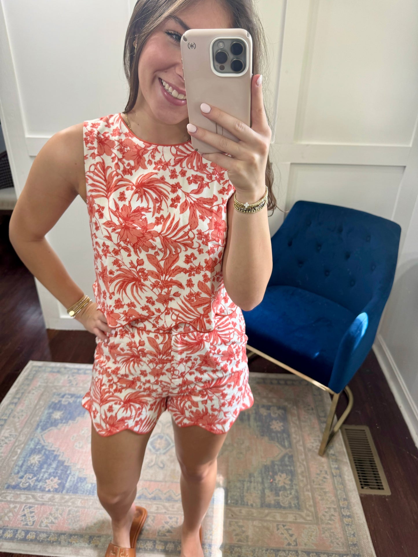 Orange toile shorts