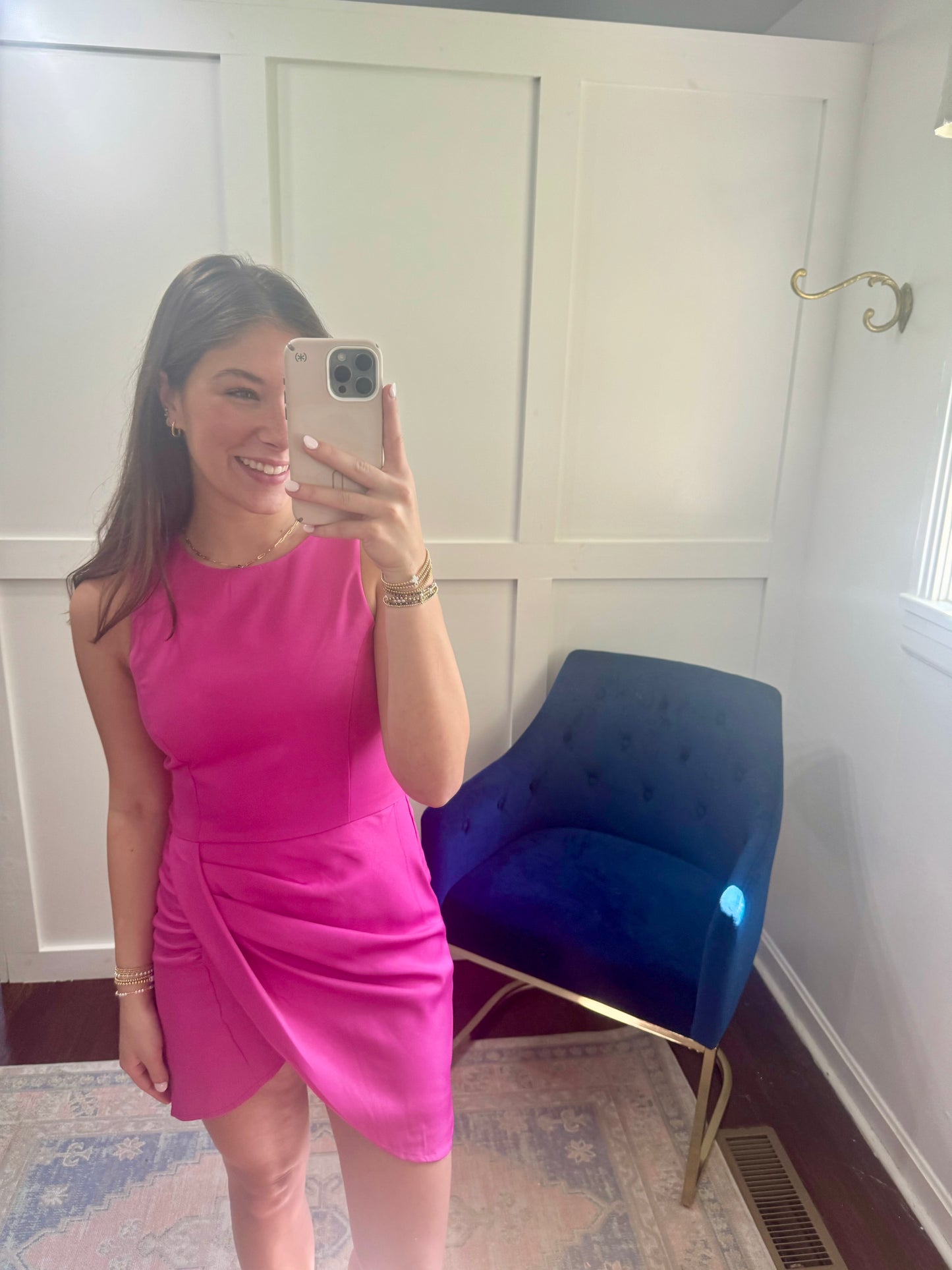Magenta side cinch dress