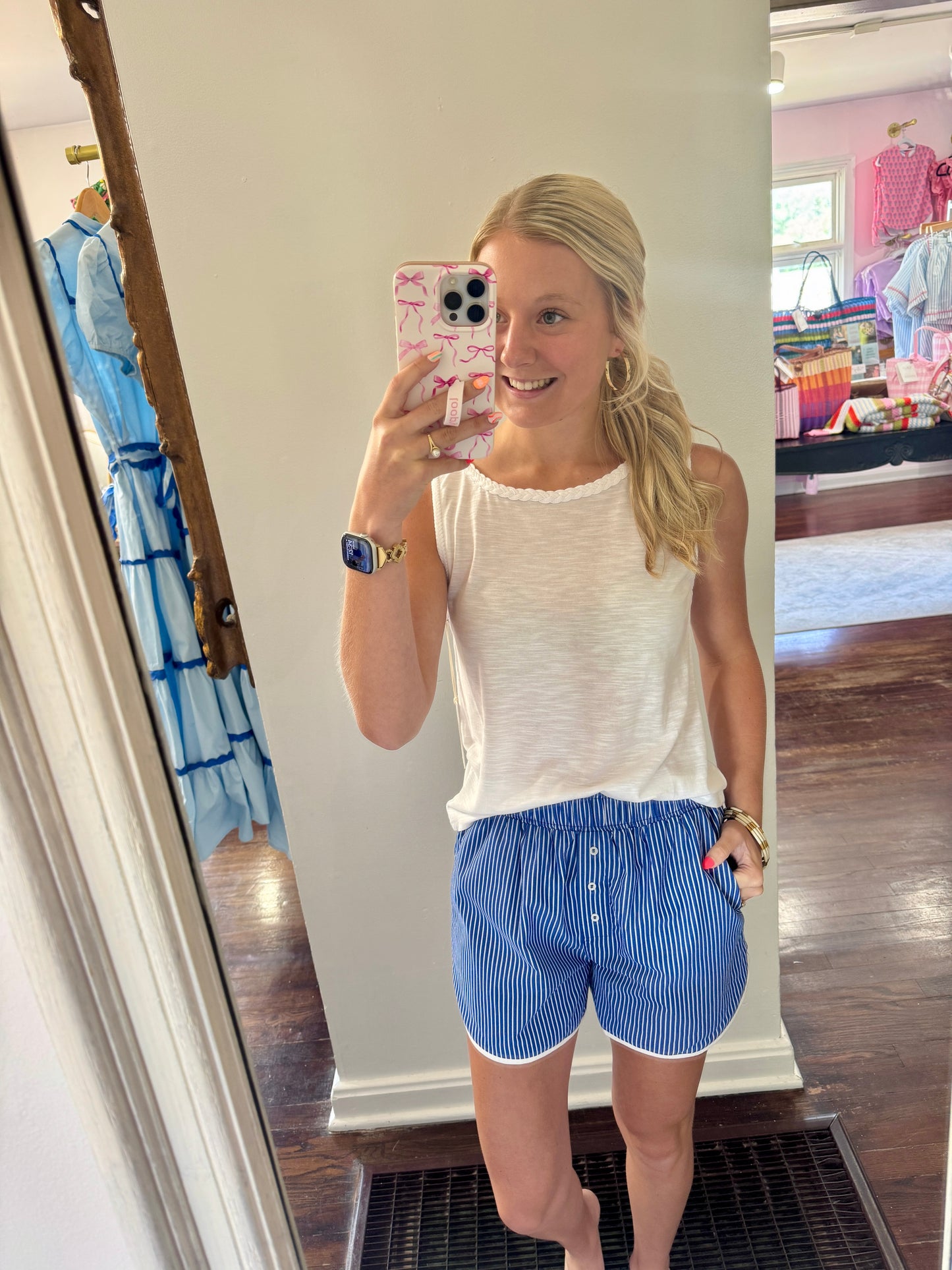 Blue pinstripe boxer short