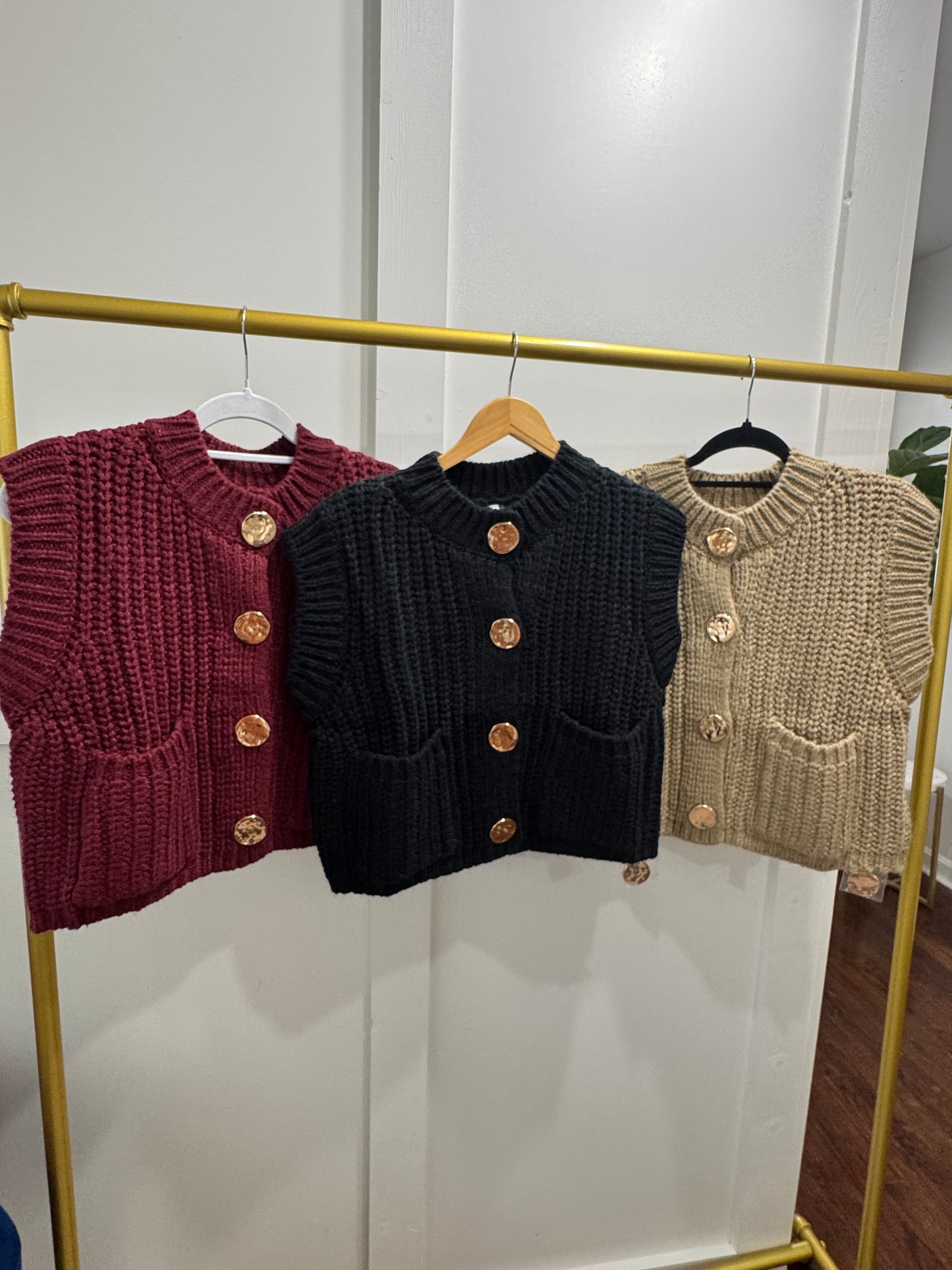 Gold button front sweater