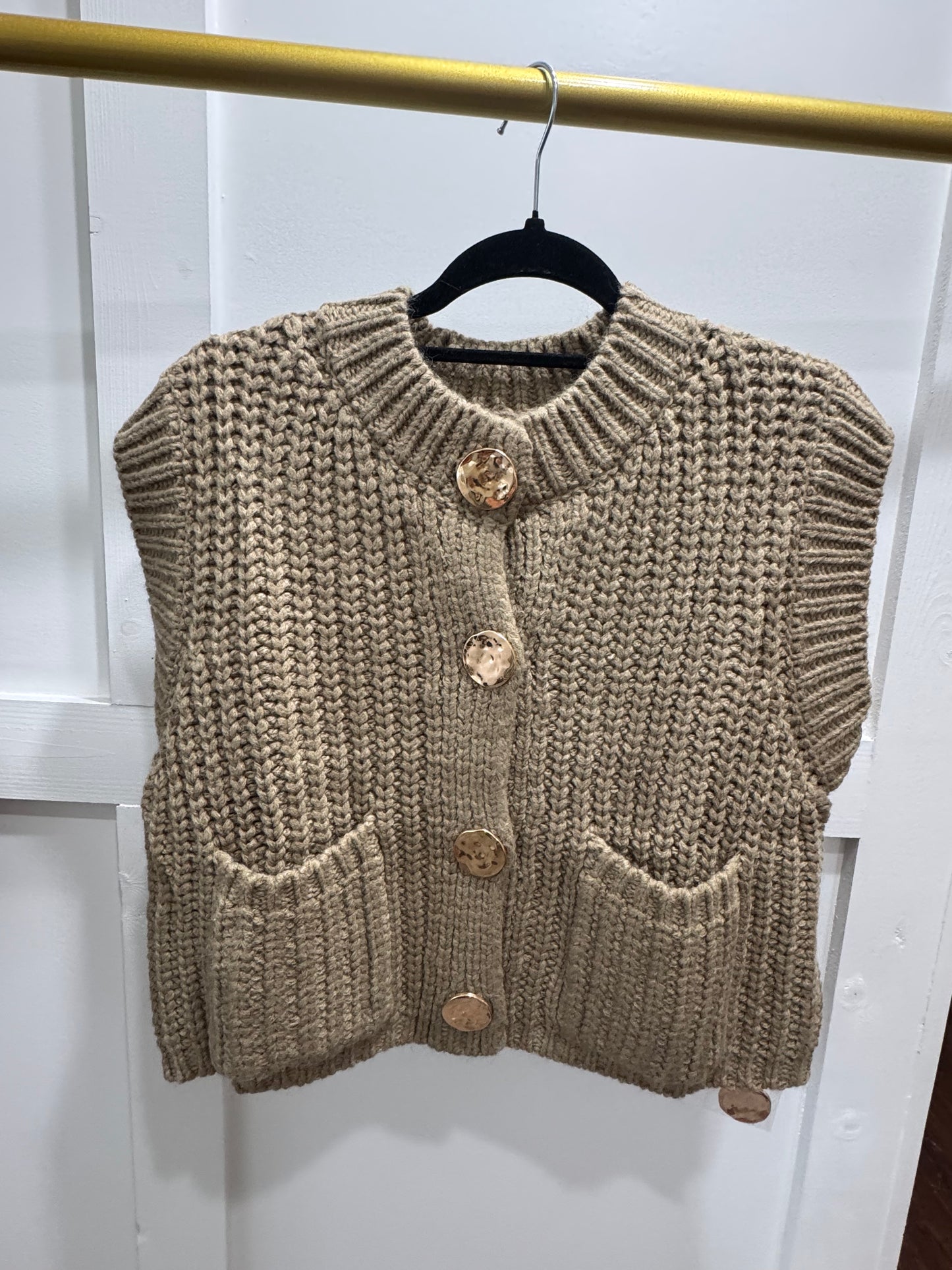 Gold button front sweater