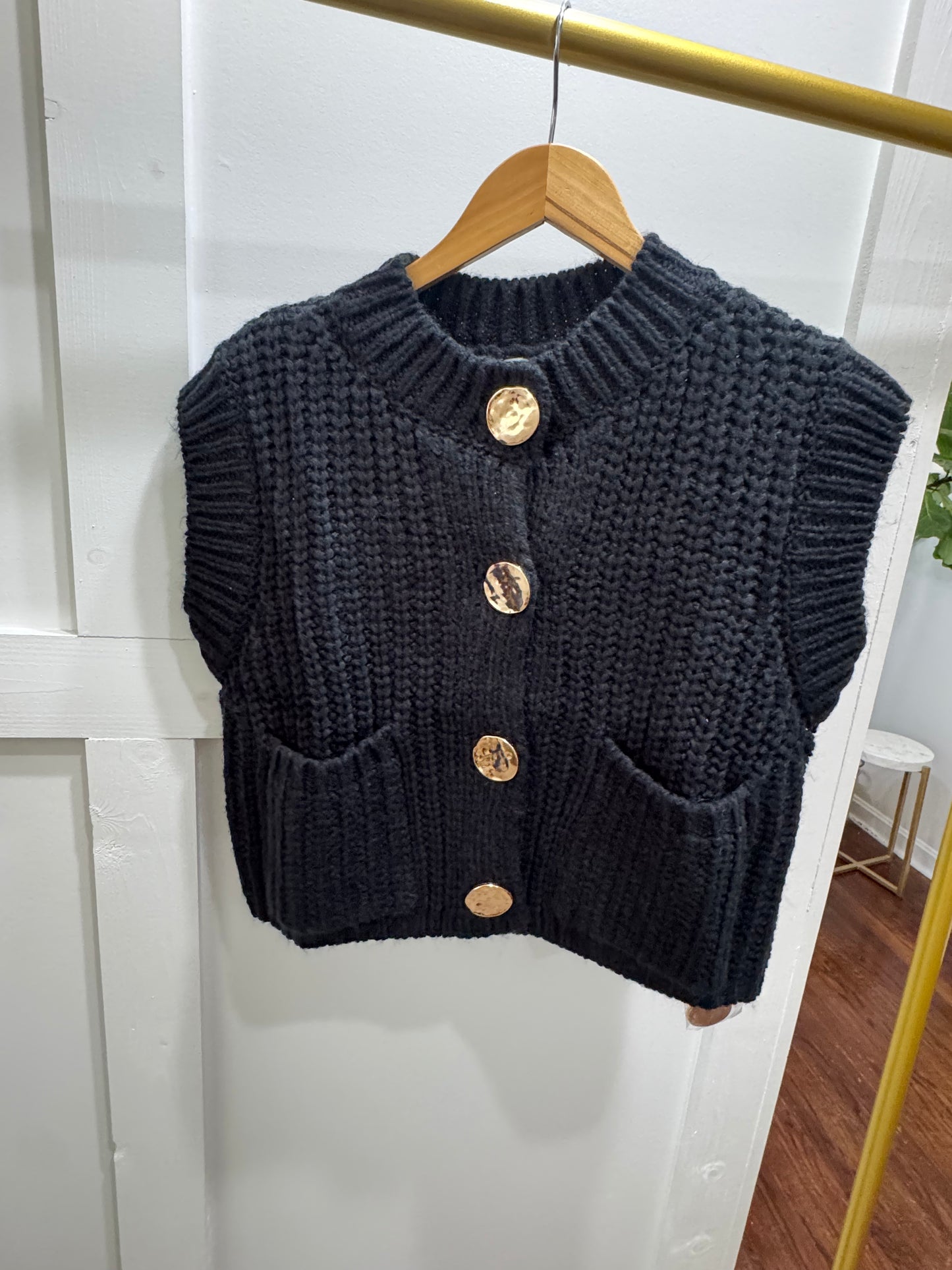 Gold button front sweater