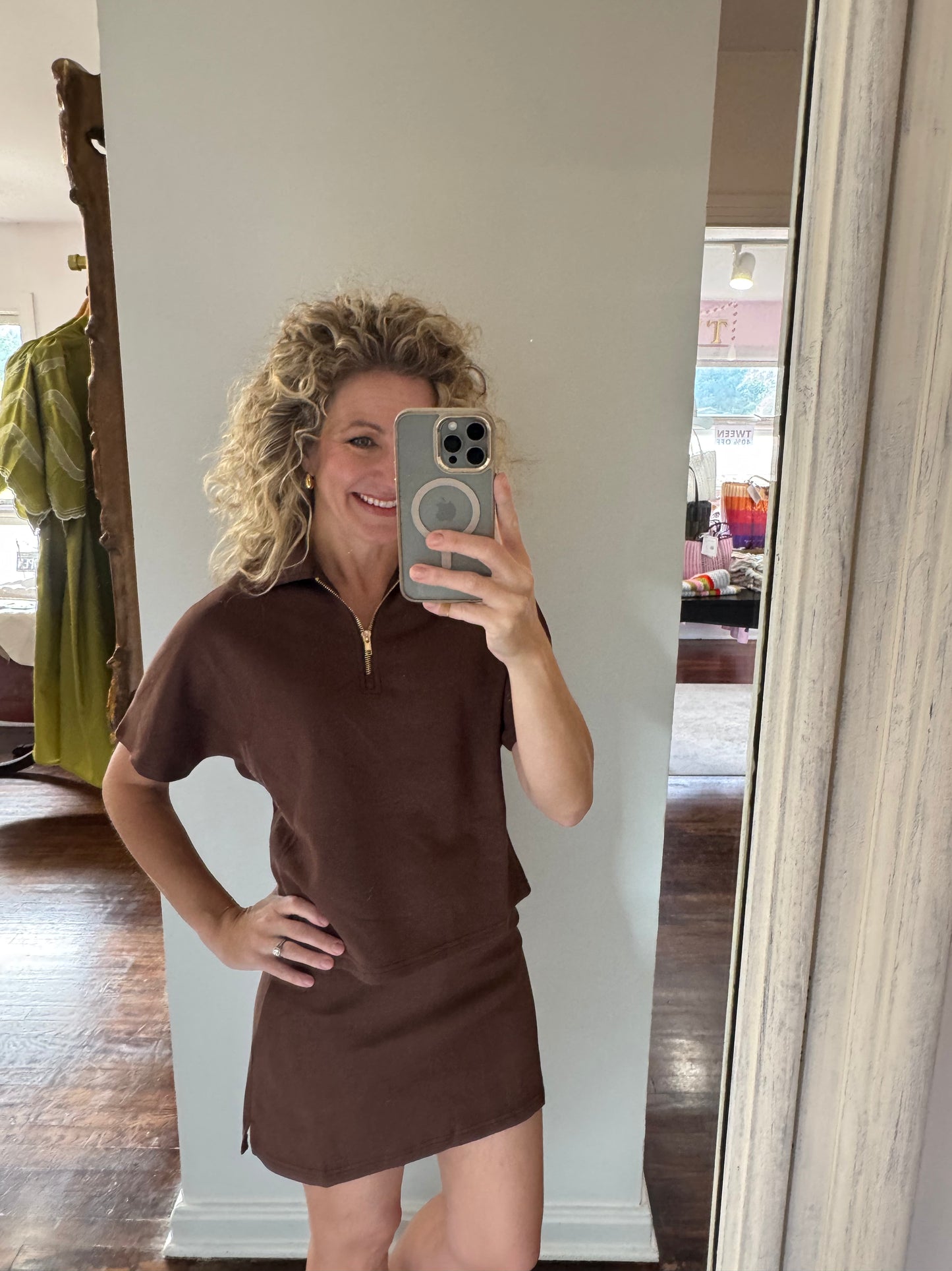 Cocoa quarter zip top