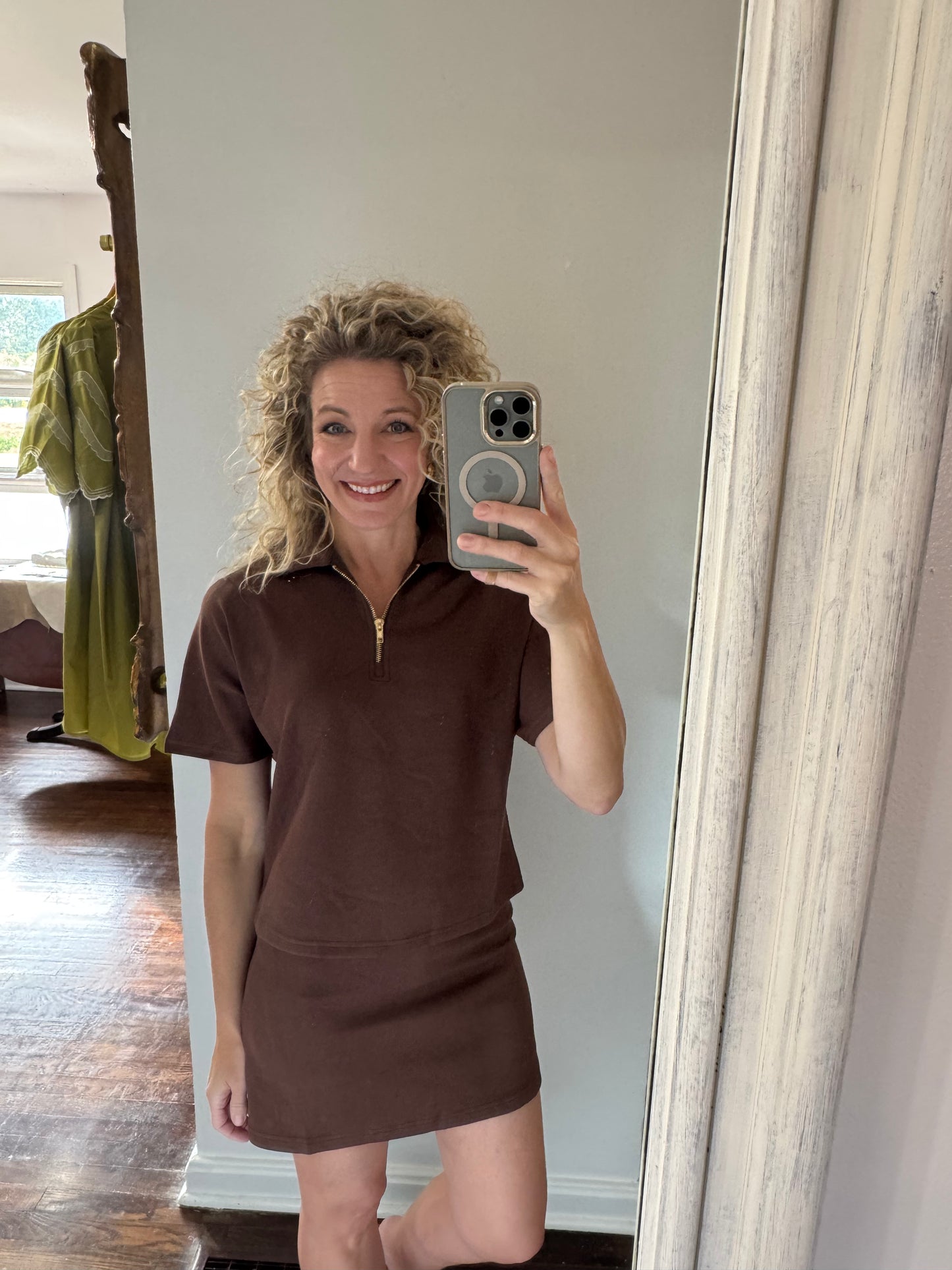 Cocoa quarter zip top