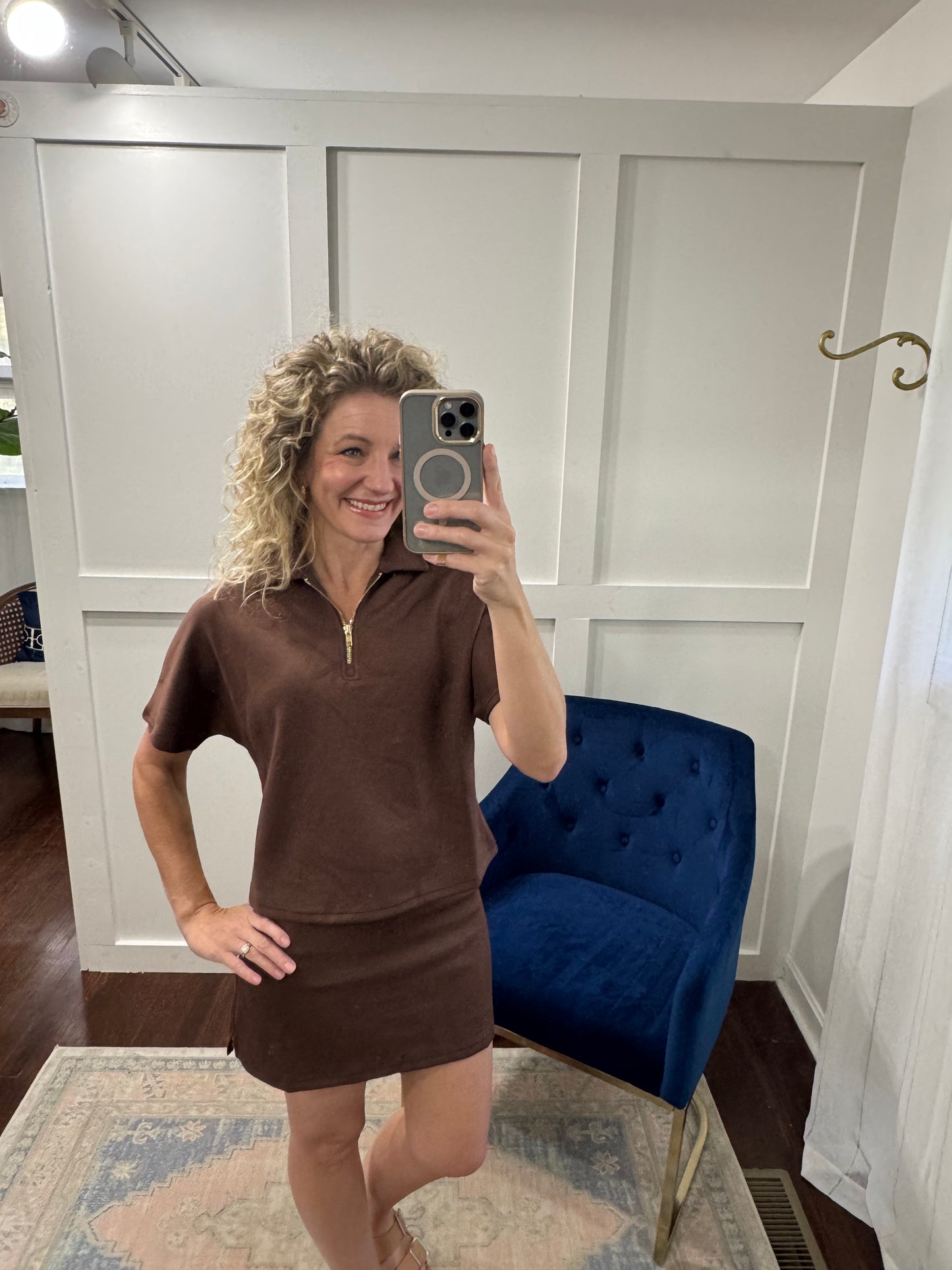 Cocoa quarter zip top