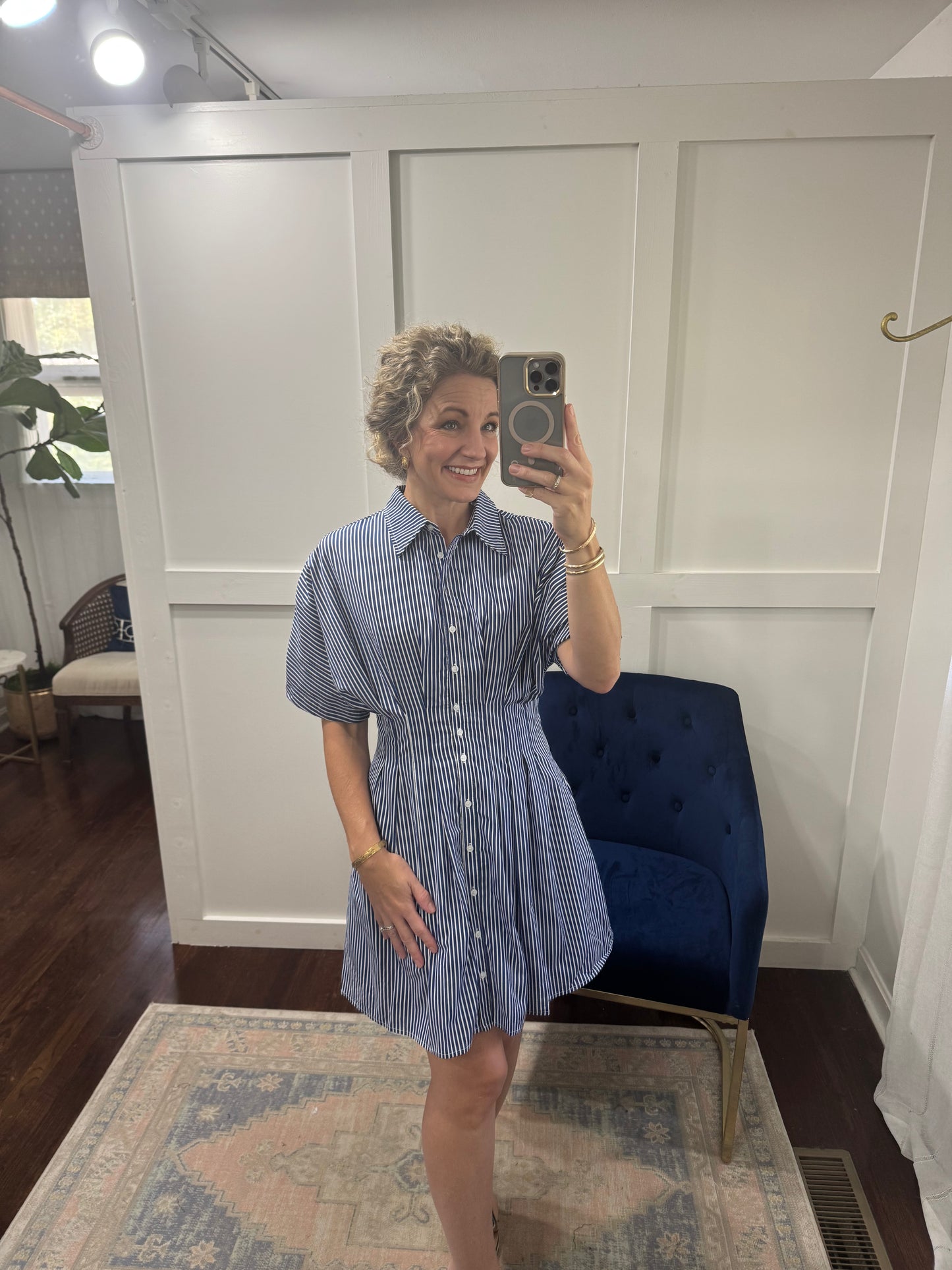 Striped pleated dress