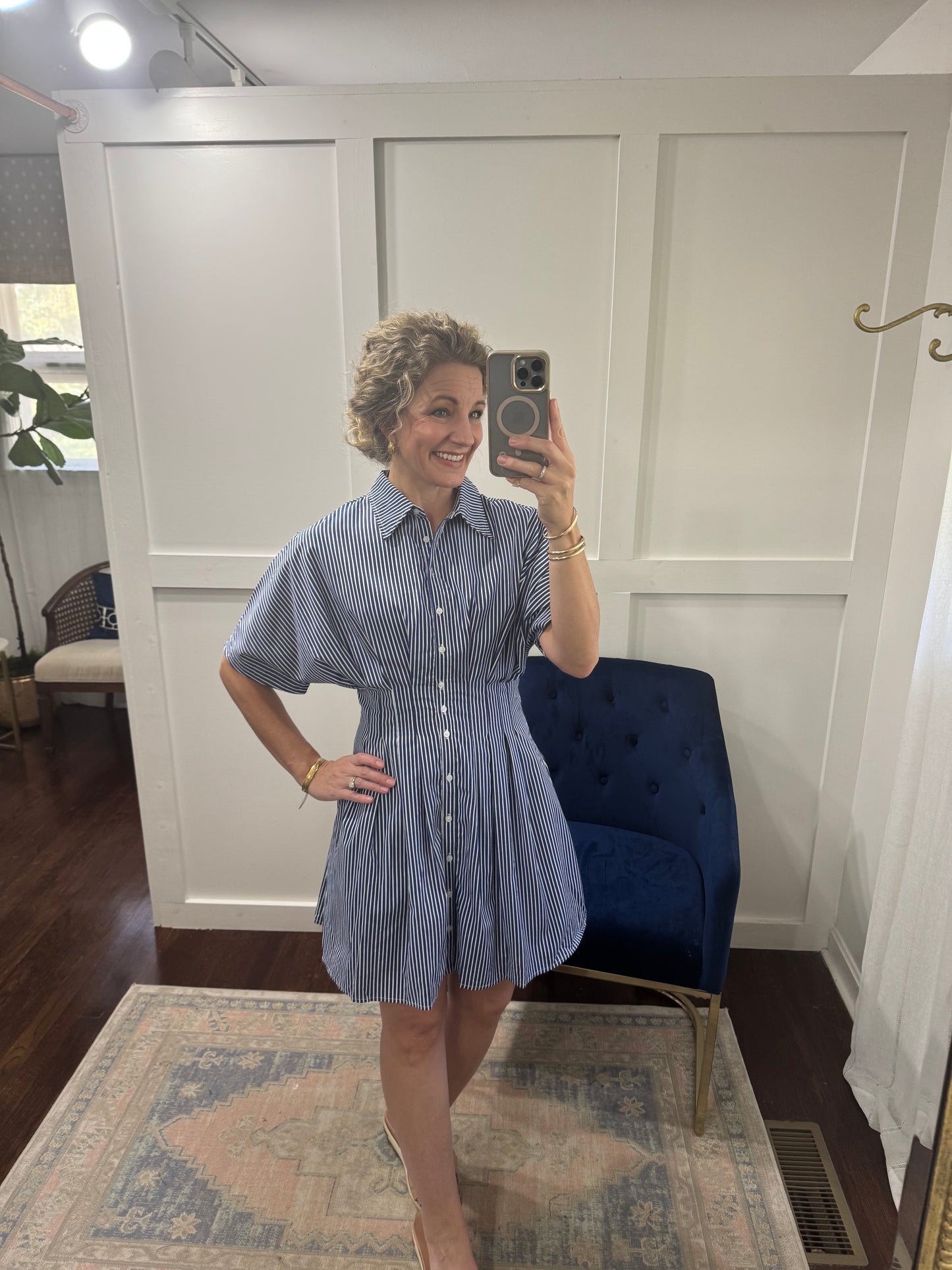 Striped pleated dress