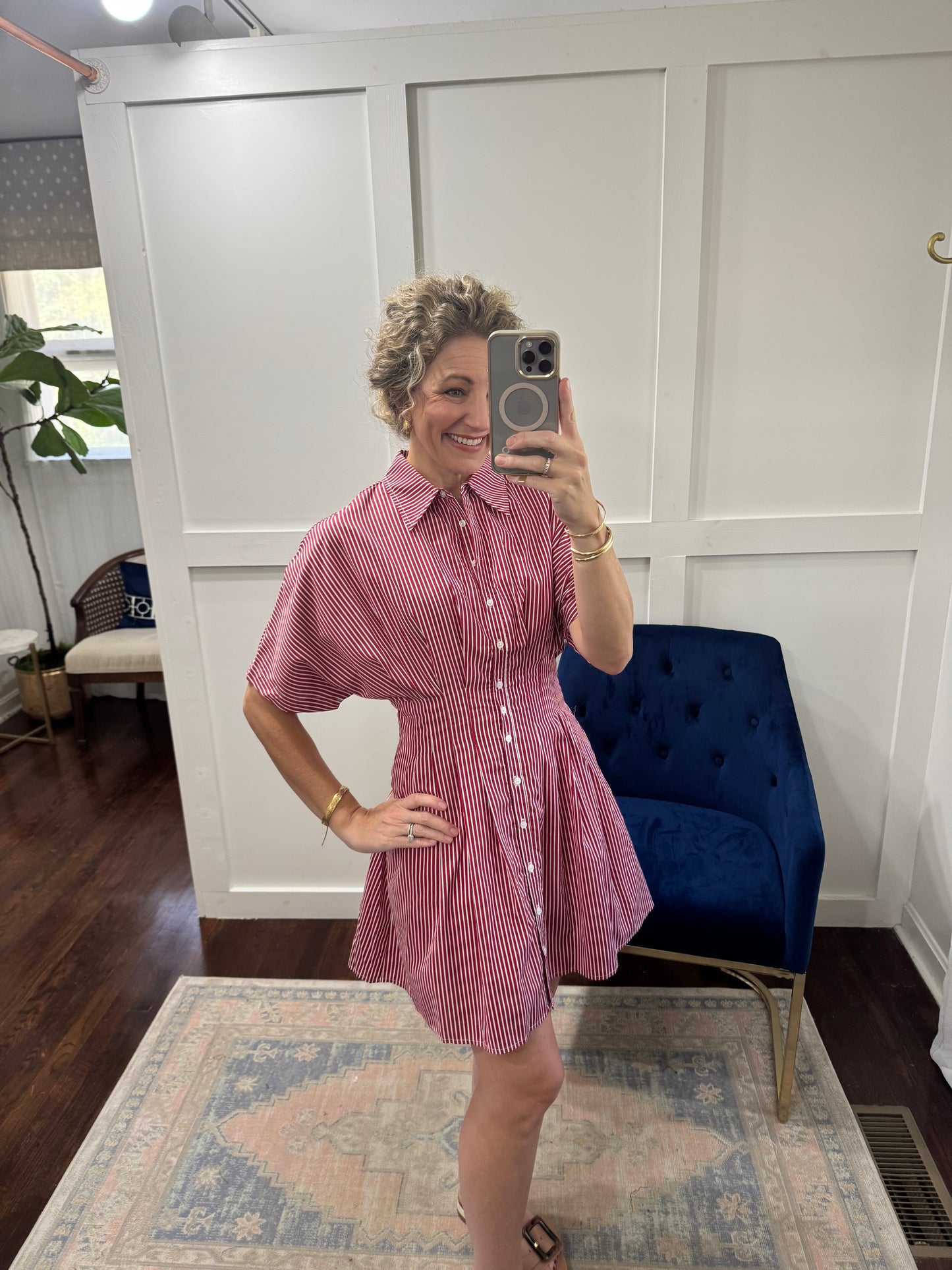 Striped pleated dress