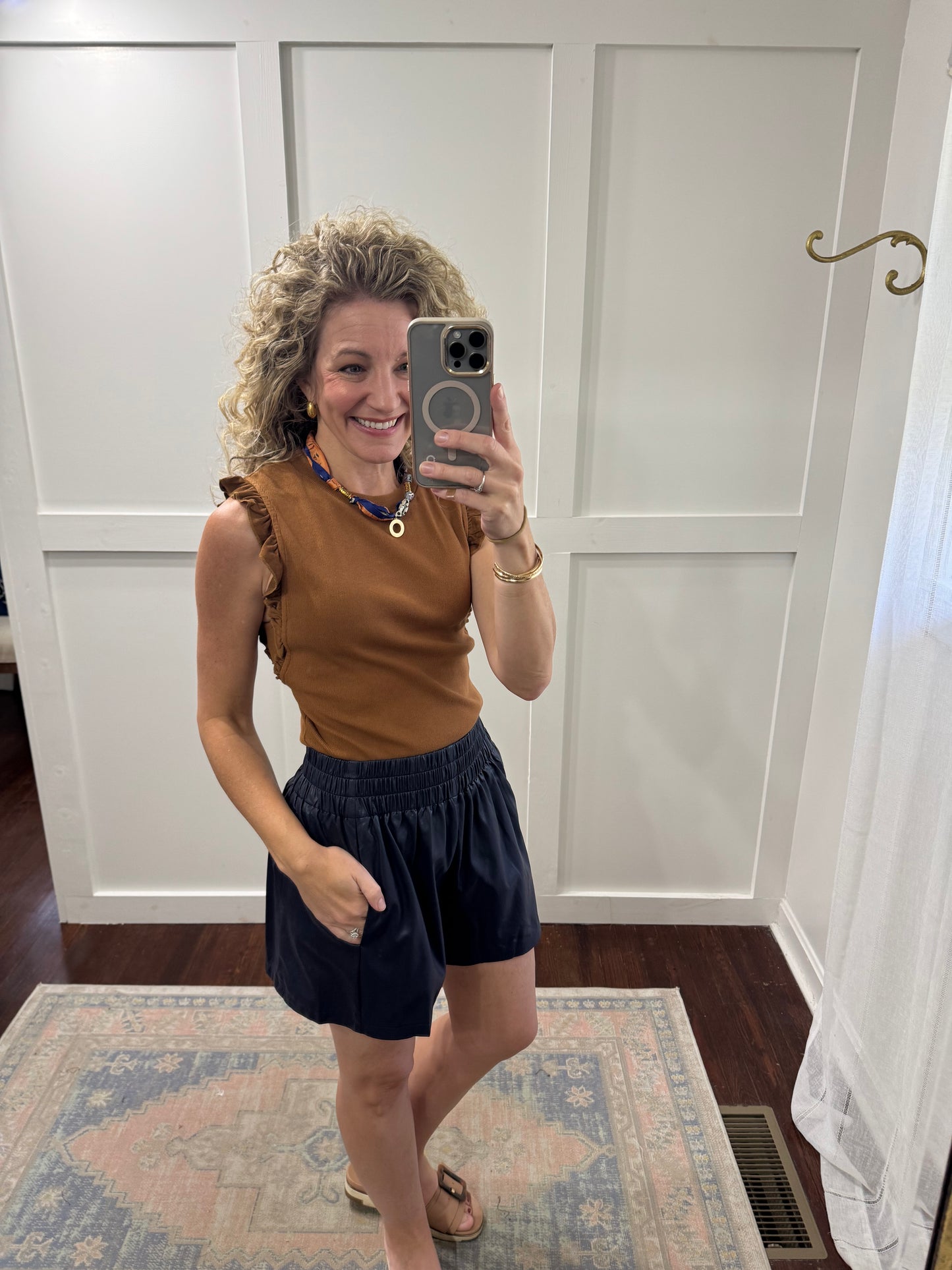 Bridgette suede ruffle top