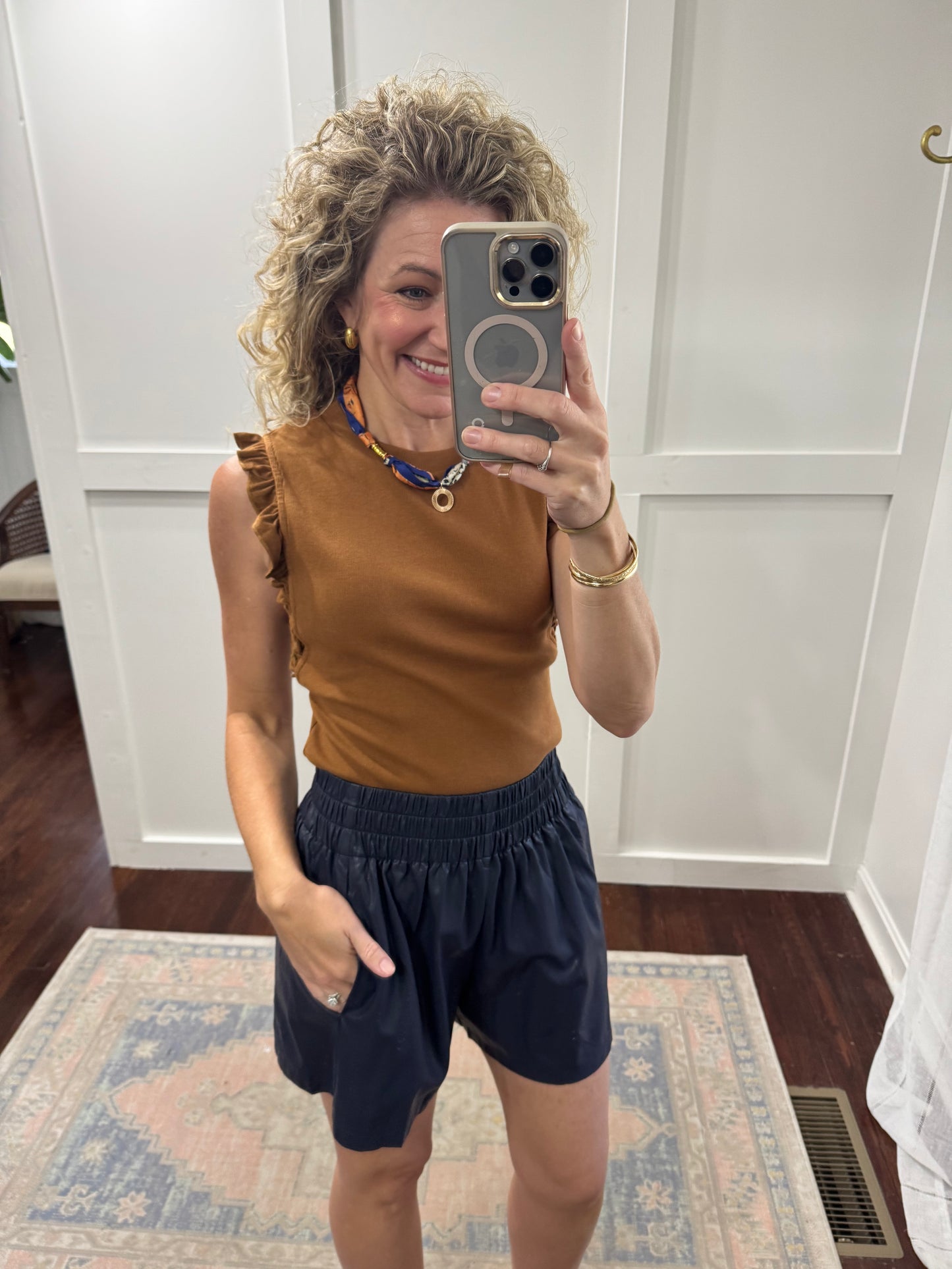 Bridgette suede ruffle top
