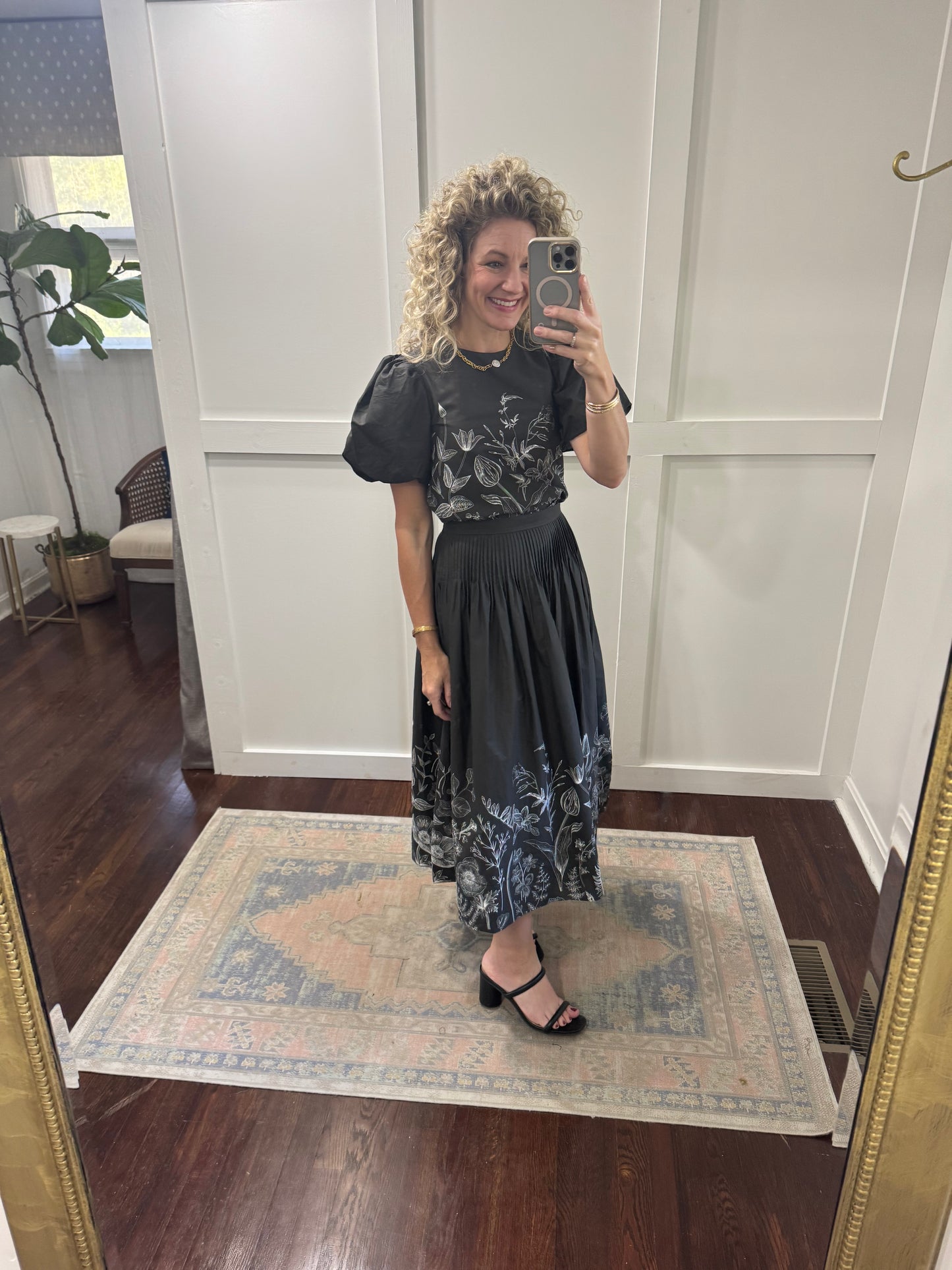 Charcoal floral blouse