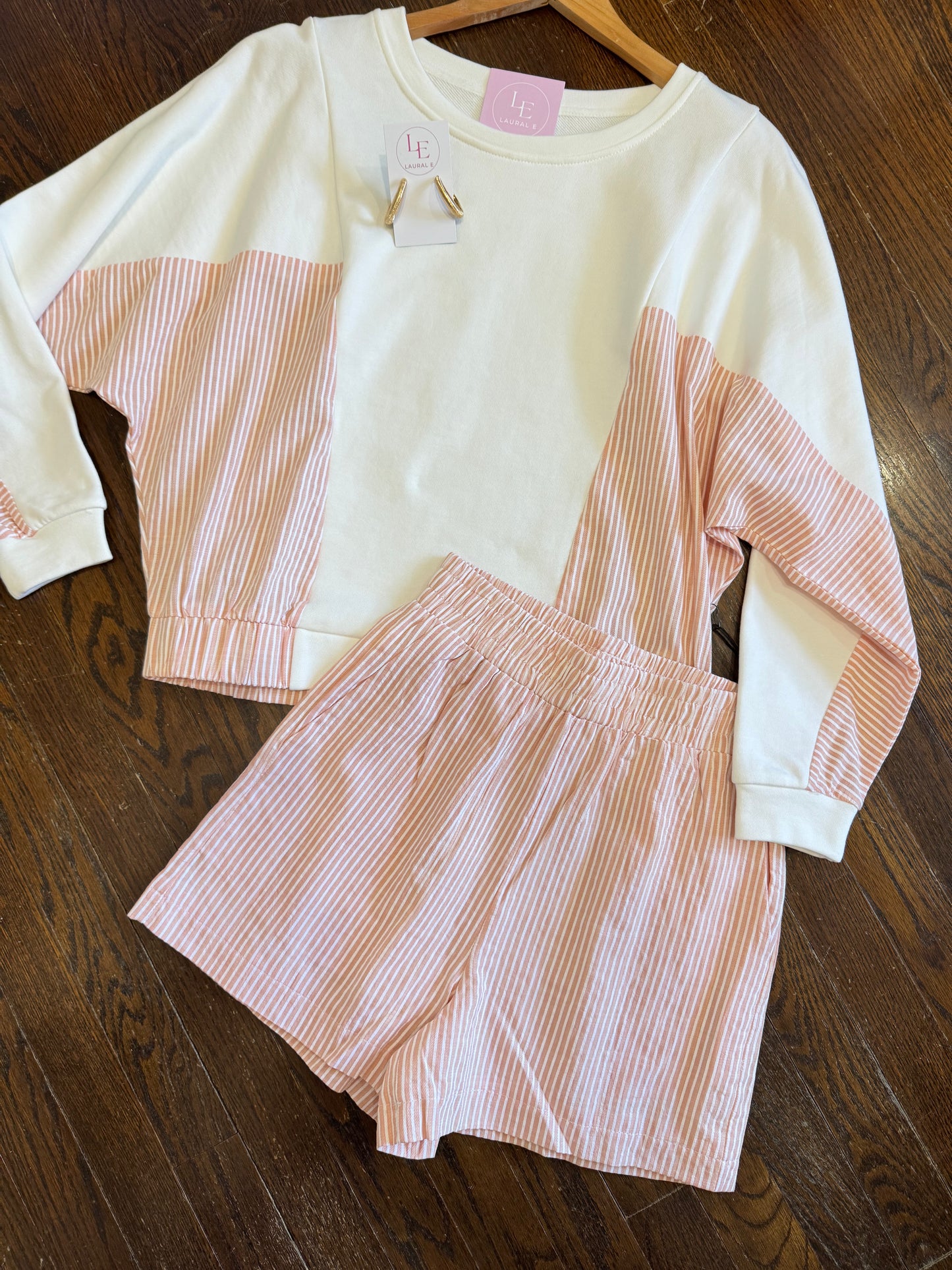 Peach striped shorts