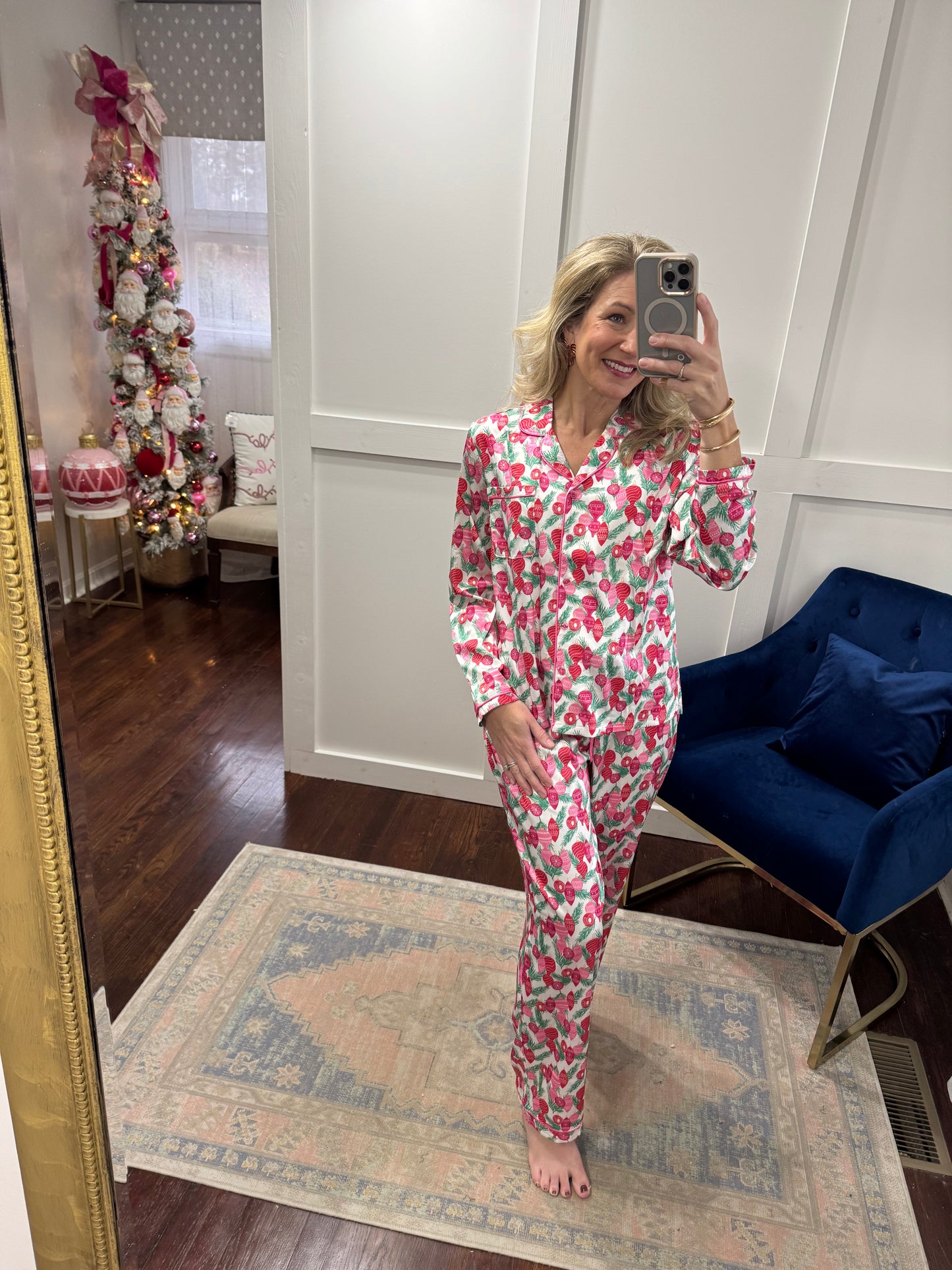 Satin pj set trim the tree