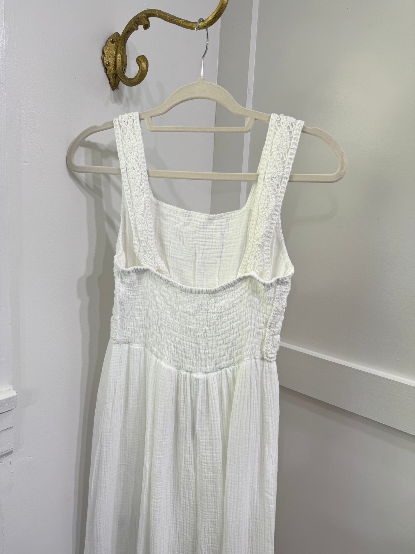 Chasity white crochet midi