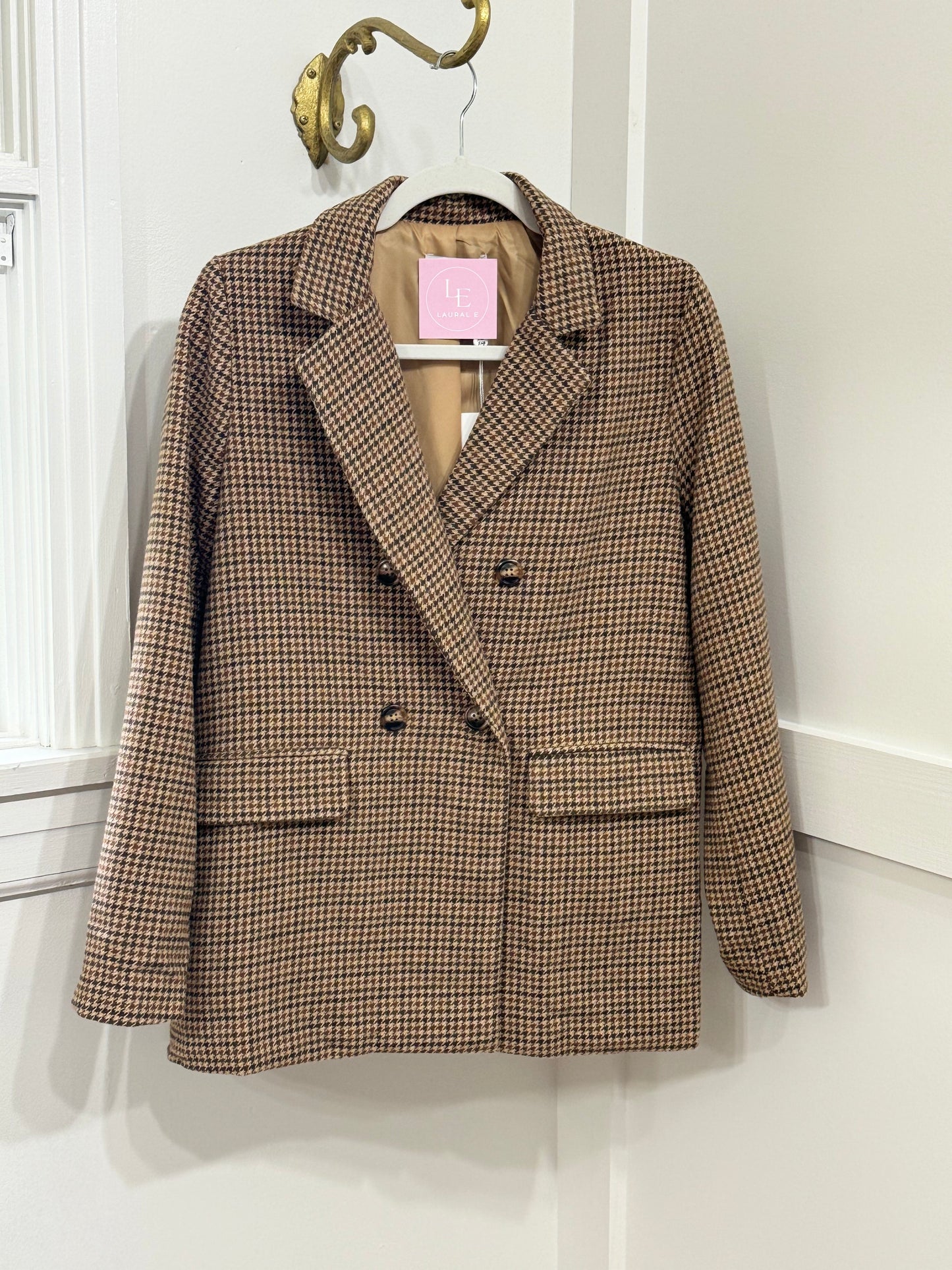 Nicola taupe houndstooth blazer