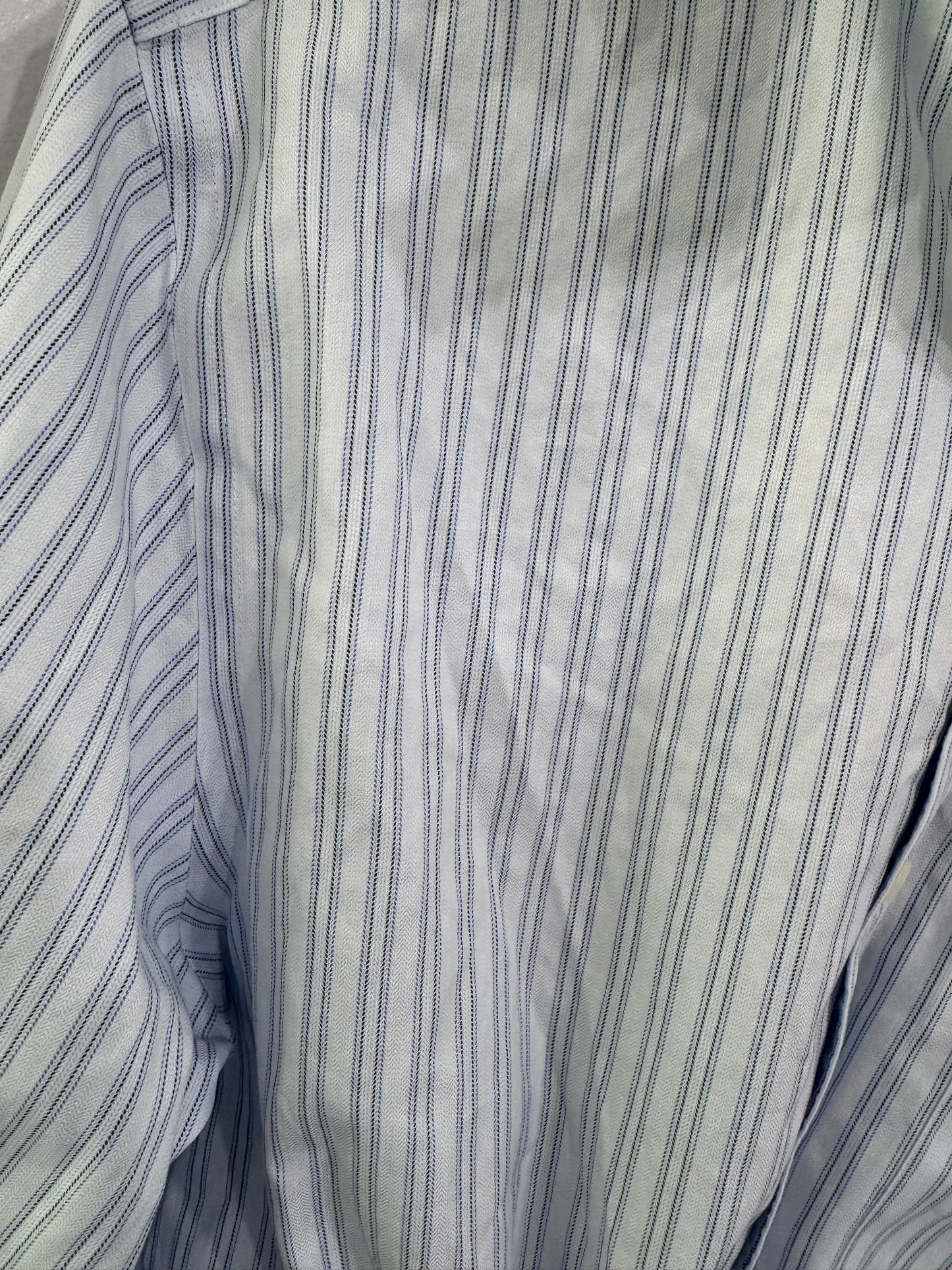Ruffle repurposed buttondown striped