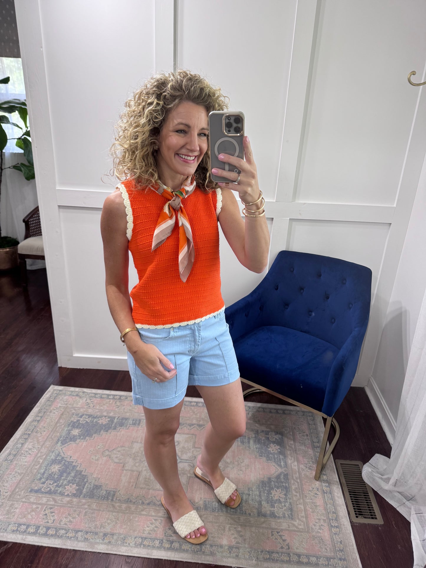 Orange cream sleeveless sweater