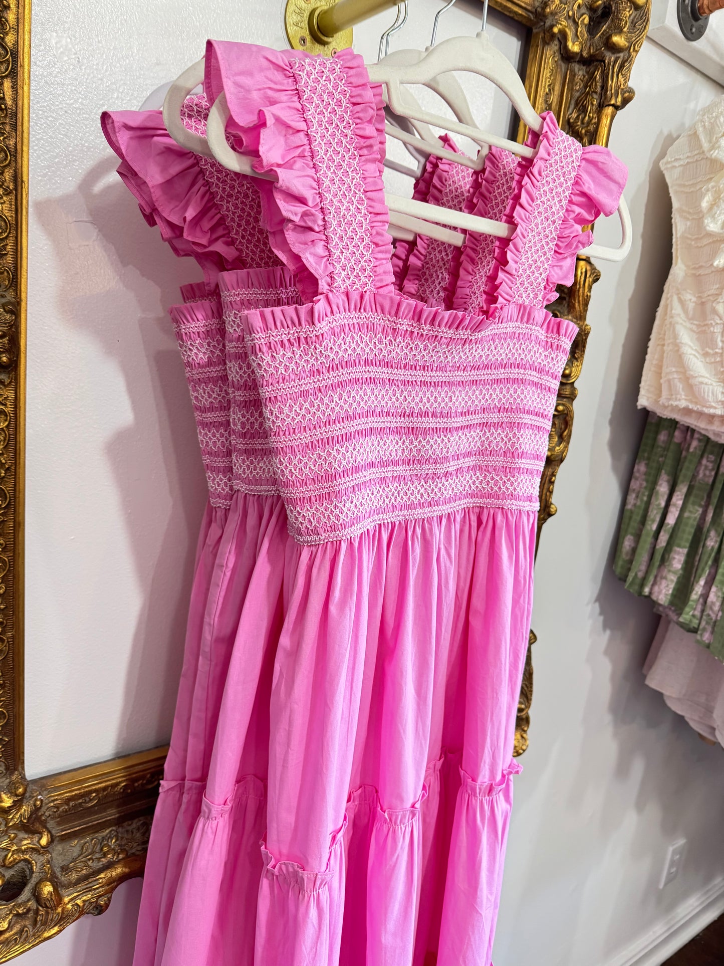 Pink smocked dress