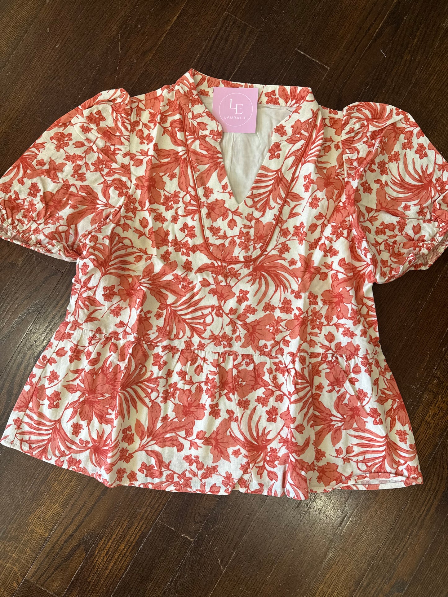 Orange toille puff top
