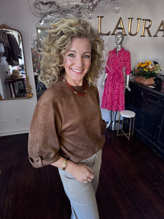 Chocolate brown wide sleeve top