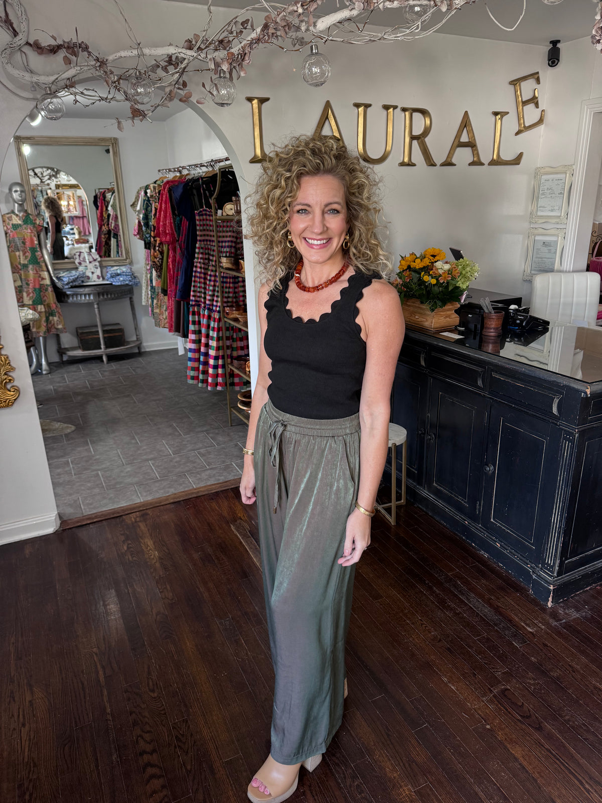 Olive  wide leg pants