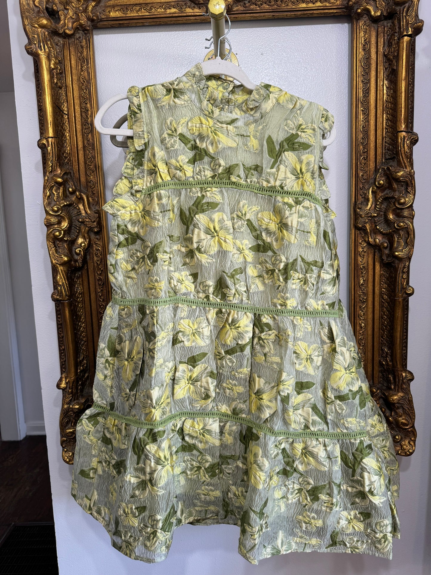 Chartreuse jacquard dress